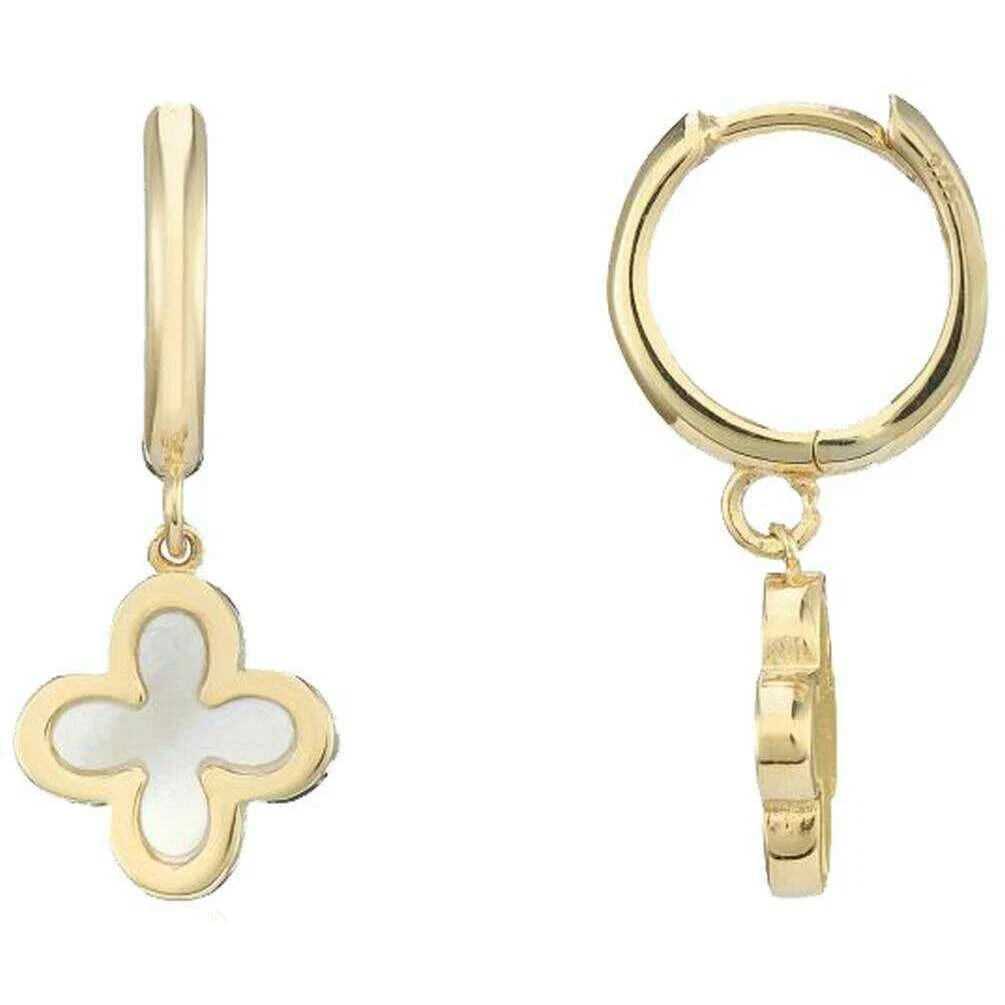 Mark Milton Mother of Pearl Drop Earrings - Yellow Gold/White