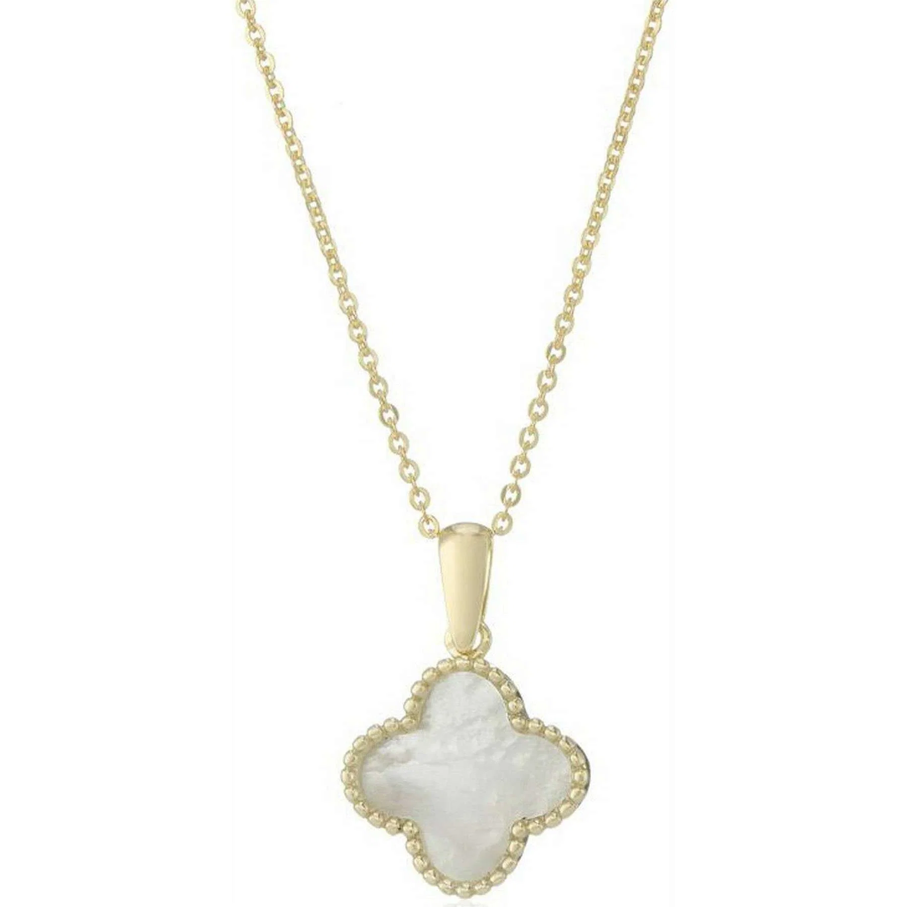 Mark Milton Mother of Pearl Flower Pendant - Yellow Gold/White