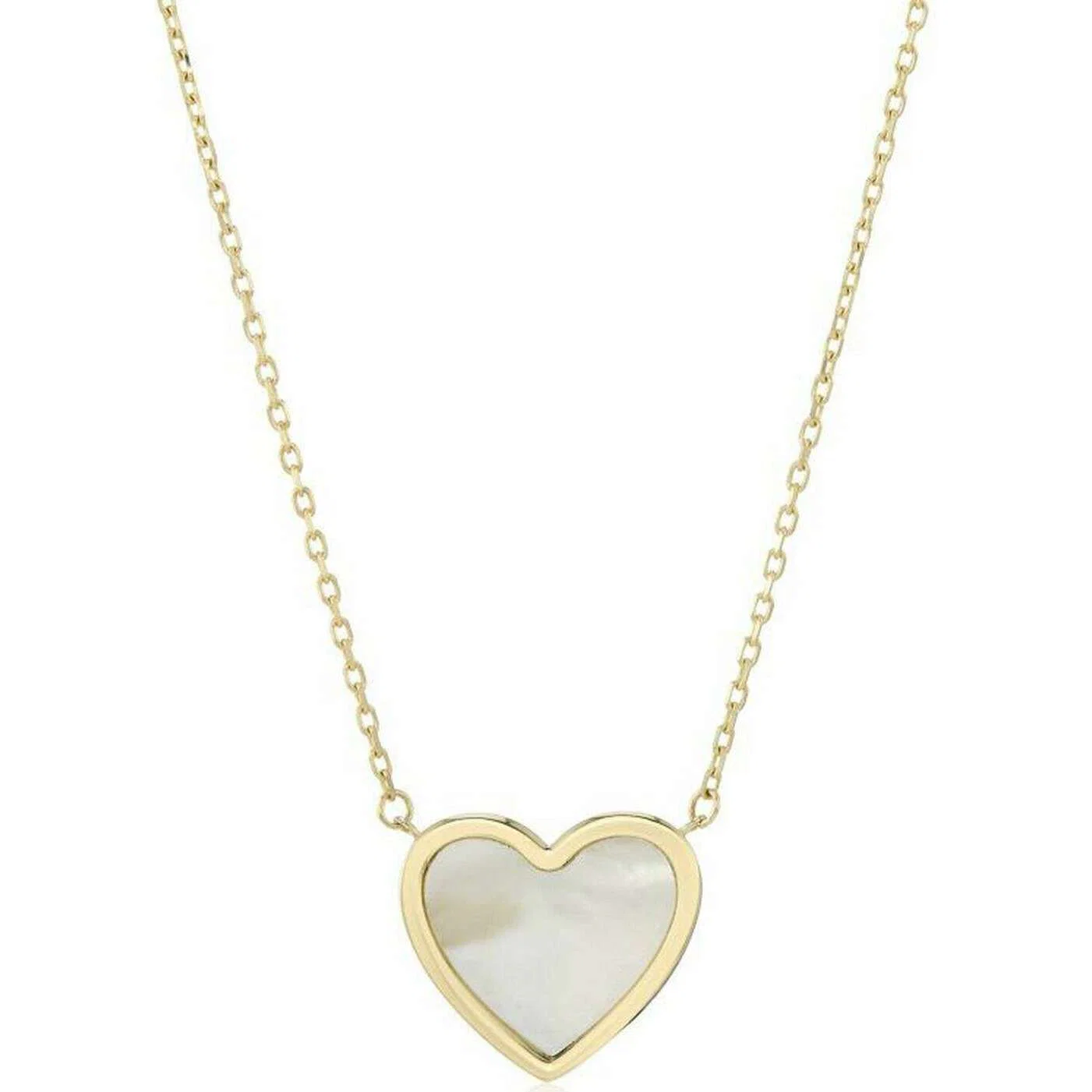 Mark Milton Mother of Pearl Heart Necklace - Yellow Gold/White