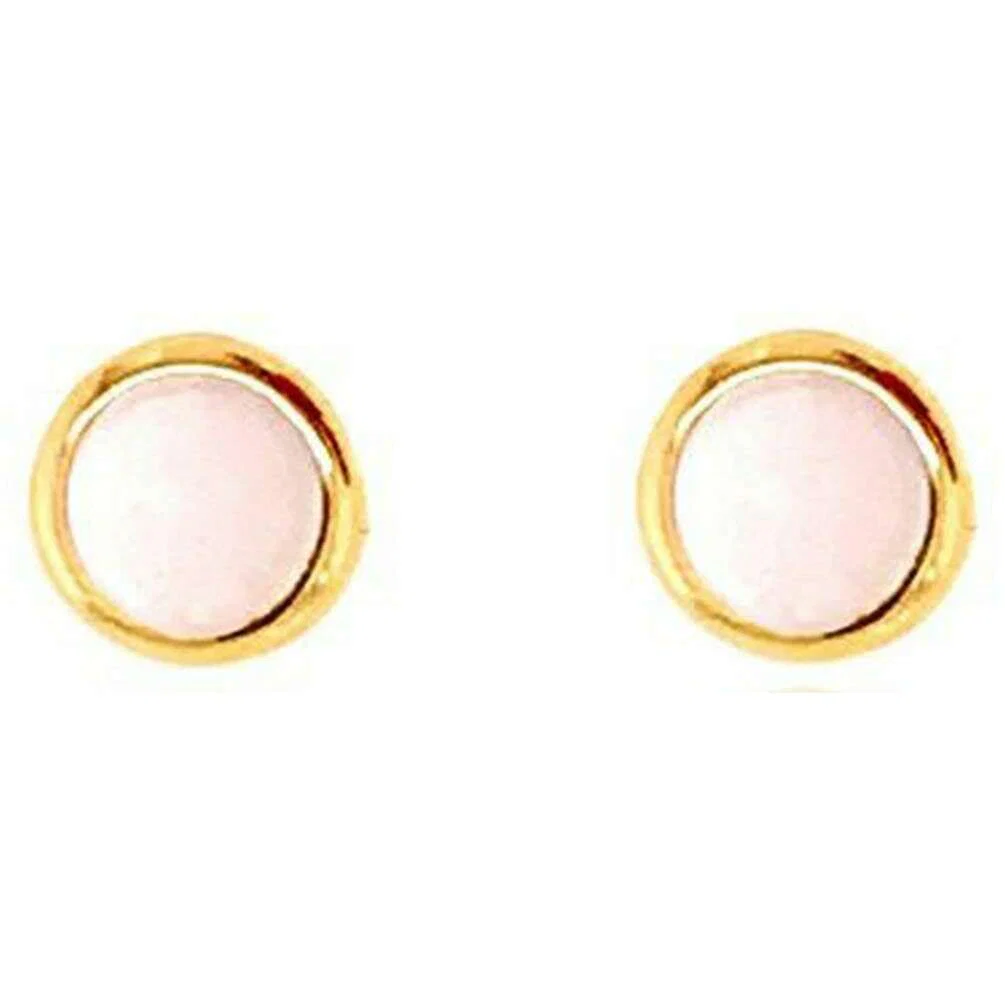 Mark Milton Mother Of Pearl Round Studs - Yellow Gold/White