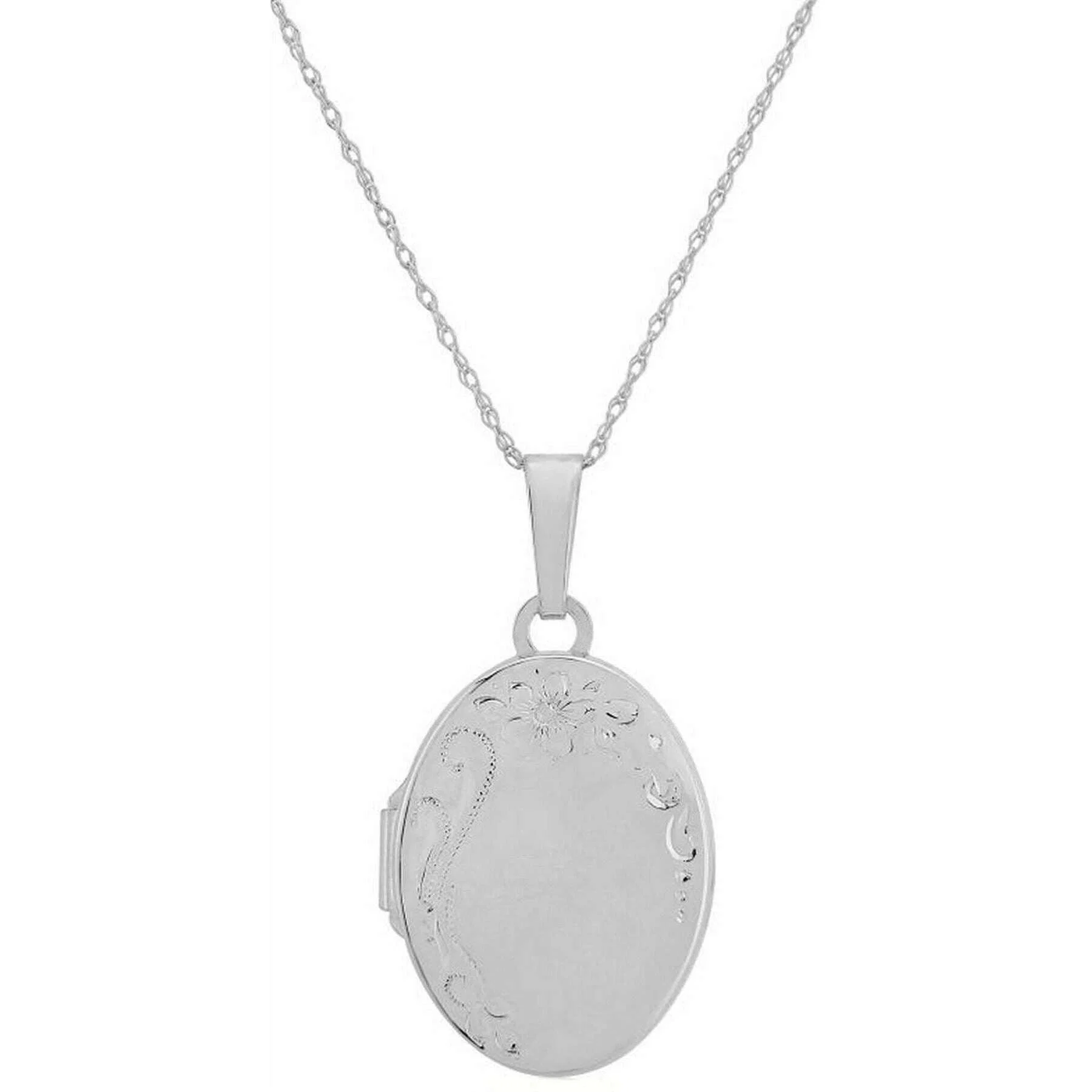 Mark Milton Oval Engraved Locket Necklace - Silver