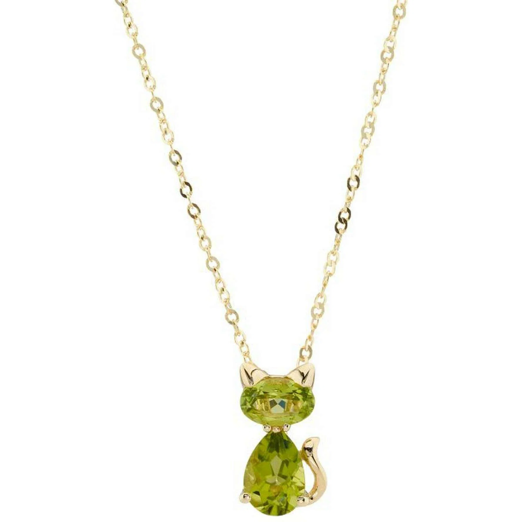 Mark Milton Peridot Cat Pendant - Yellow Gold/Green
