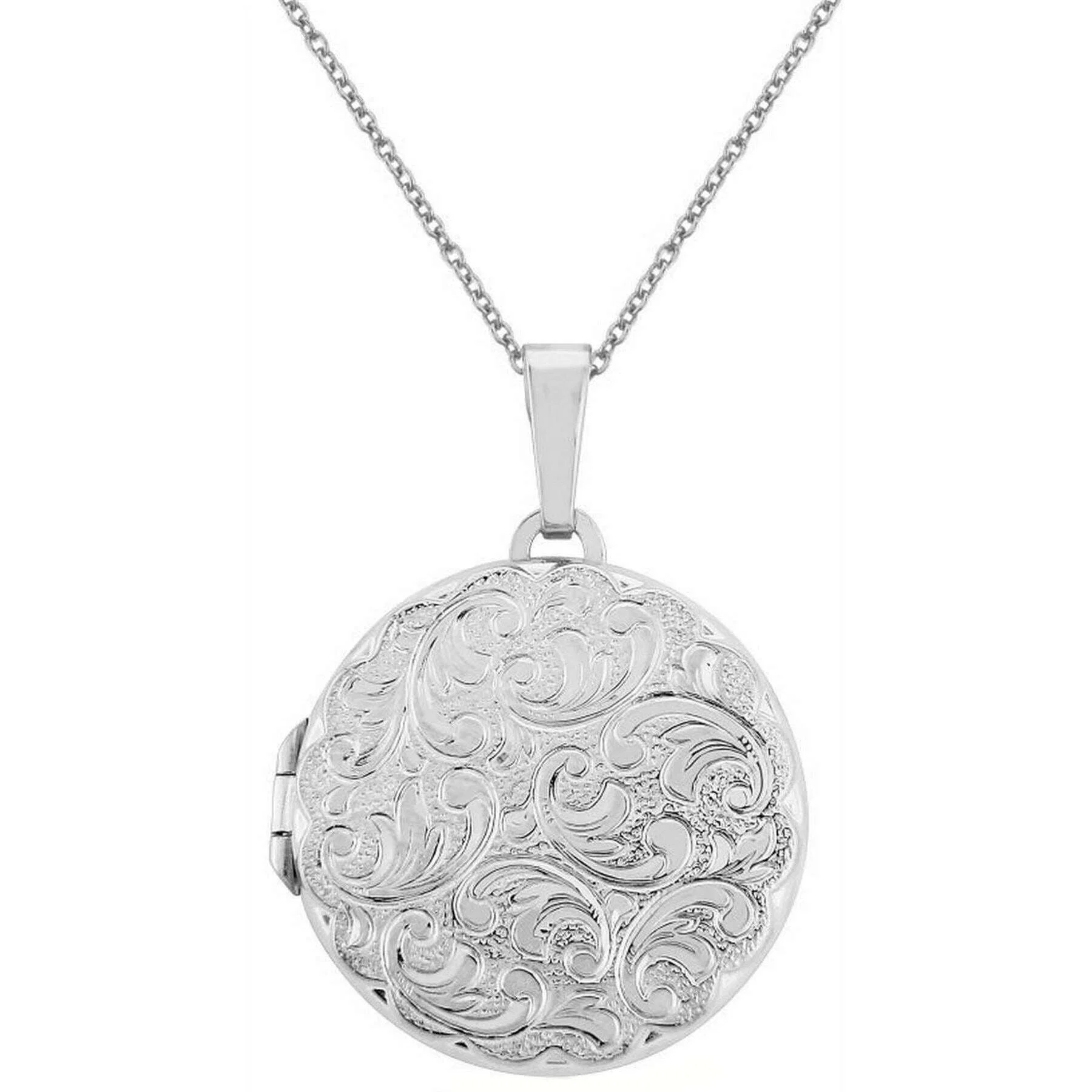 Mark Milton Round Embossed Locket Necklace - Silver