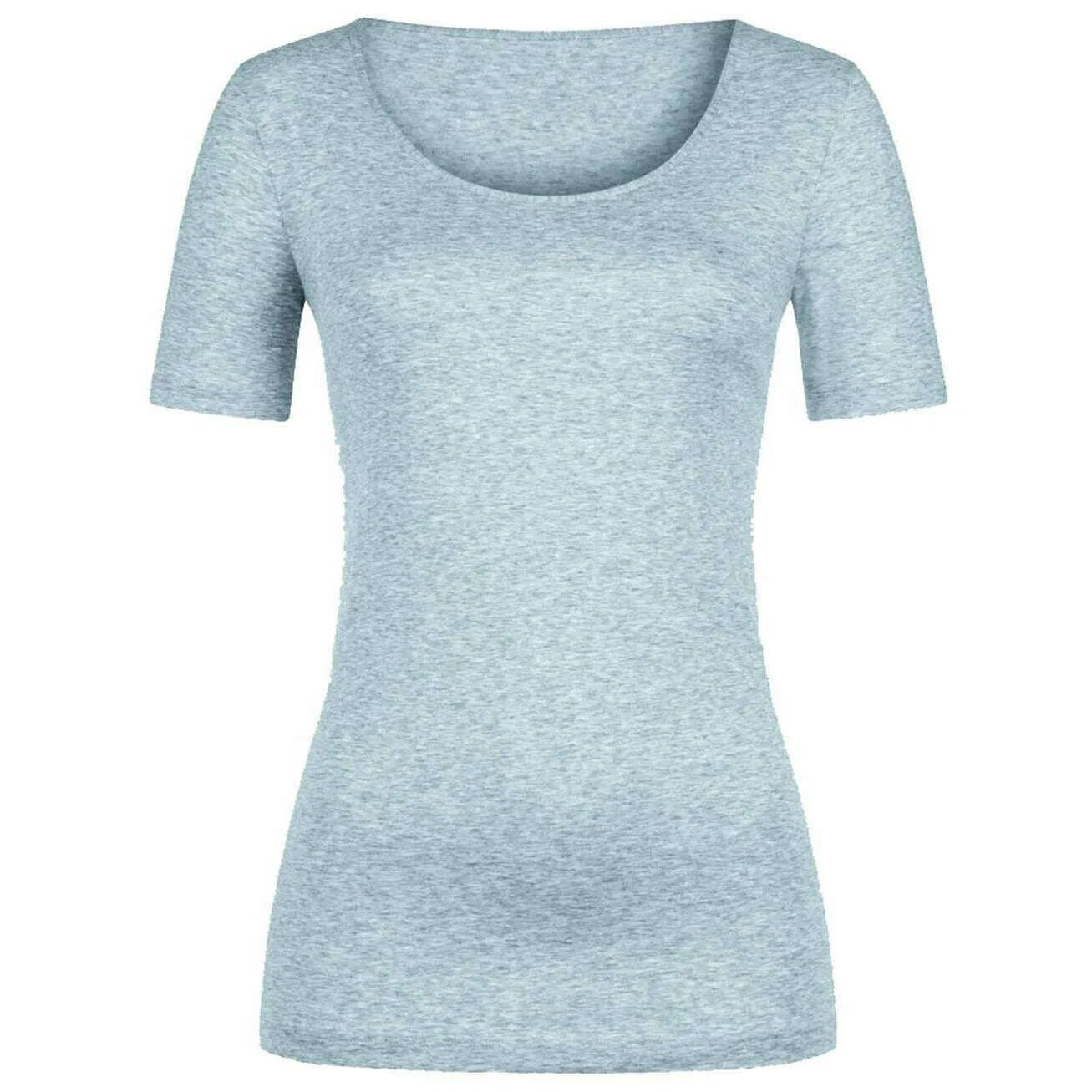 Mey Cotton Pure Half-Sleeved Top - Light Grey Melange