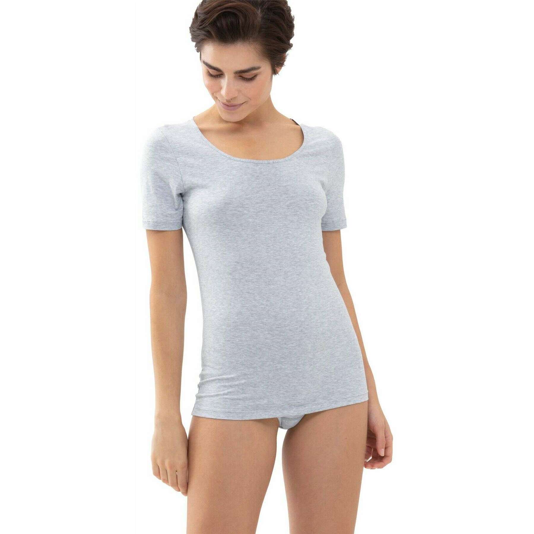 Mey Cotton Pure Half-Sleeved Top - Light Grey Melange - Image 2