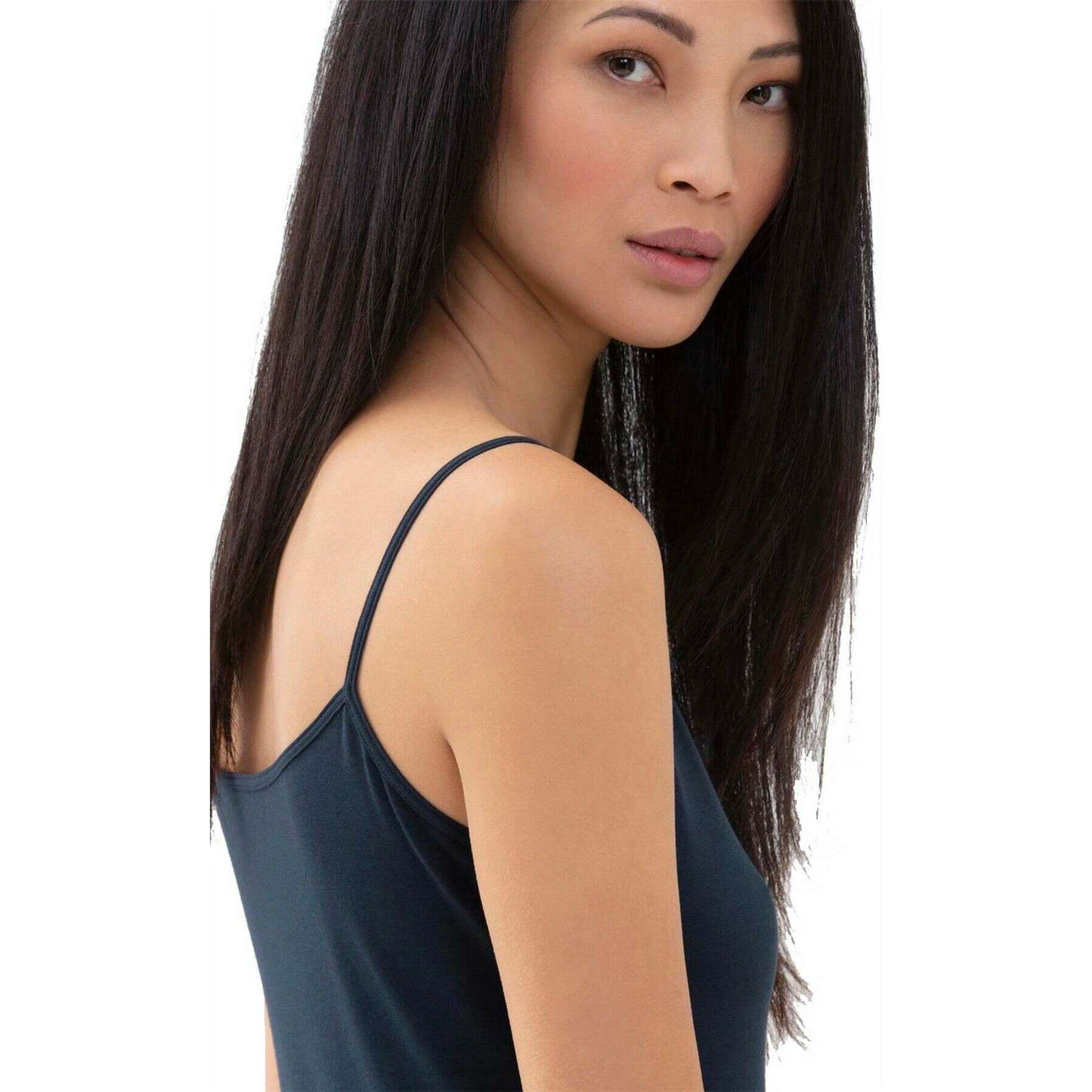 Mey Cotton Pure Spaghetti Vest Top - Night Blue - Image 5
