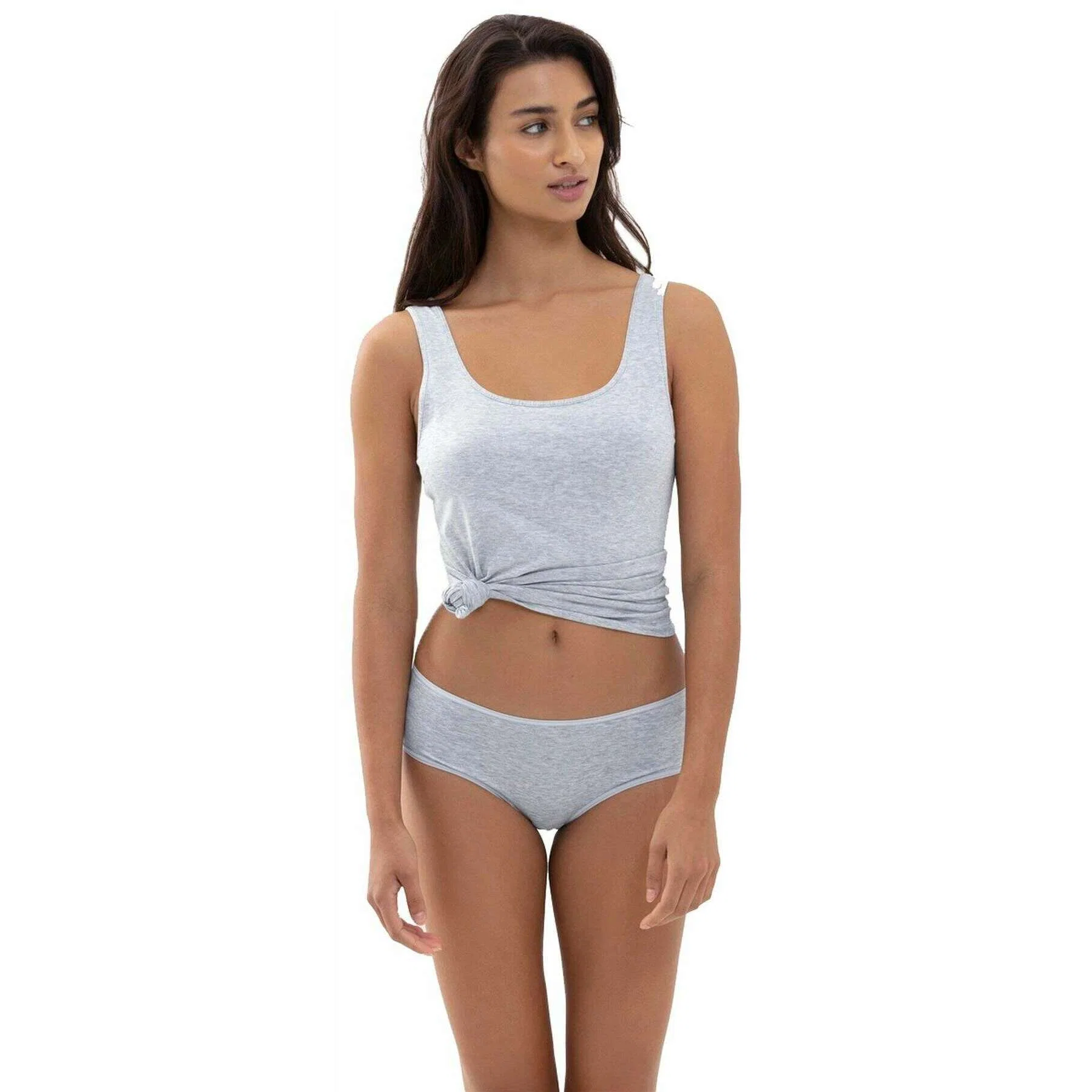 Mey Cotton Pure Vest Top - Light Grey Melange - Image 4