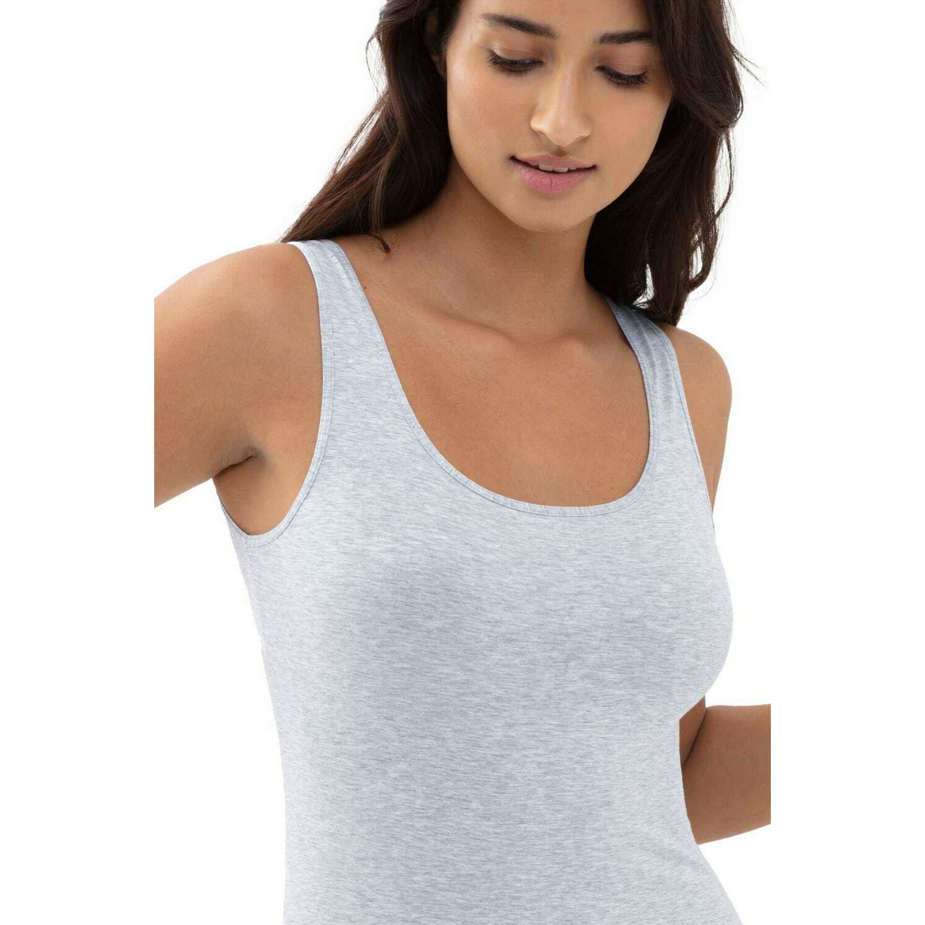 Mey Cotton Pure Vest Top - Light Grey Melange - Image 5
