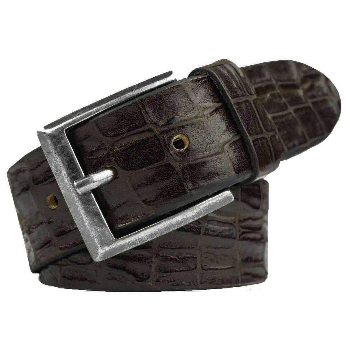 Meyer Croc Embossed Casual Belt - Brown