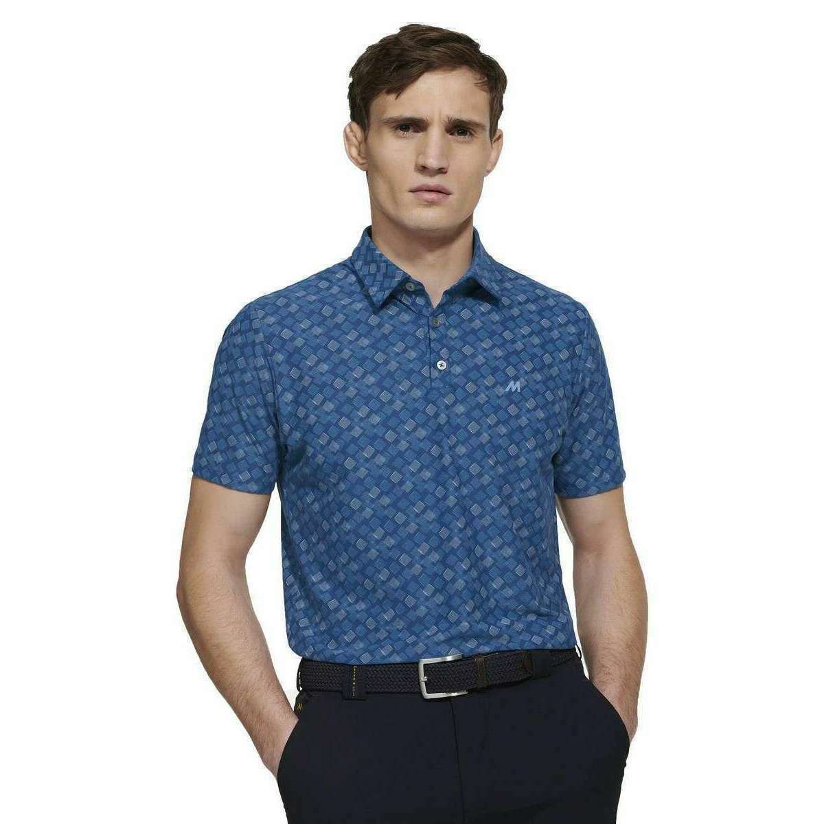 Meyer Phil Performance Print Polo - Blue