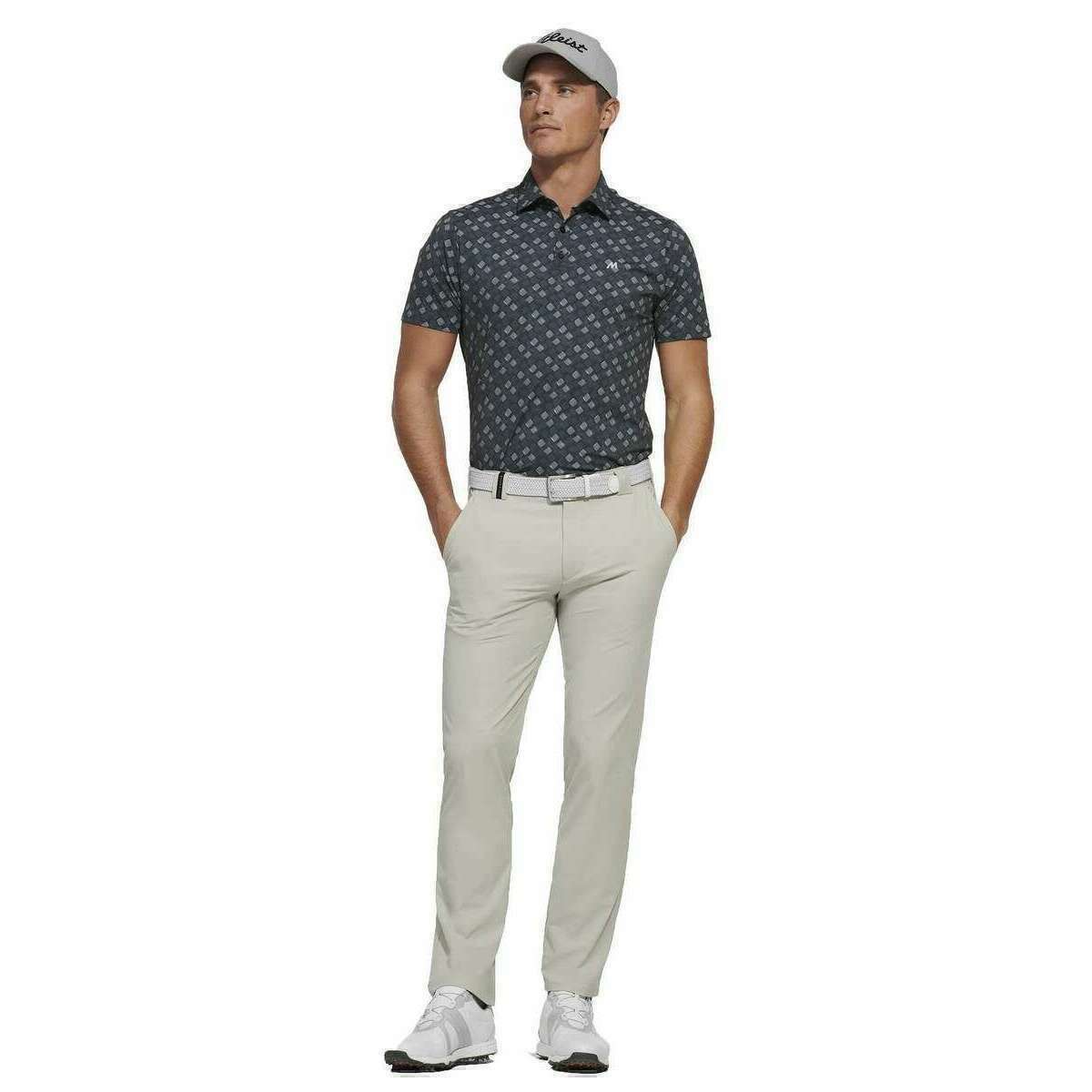 Meyer Phil Performance Print Polo - Charcoal Grey - Image 3