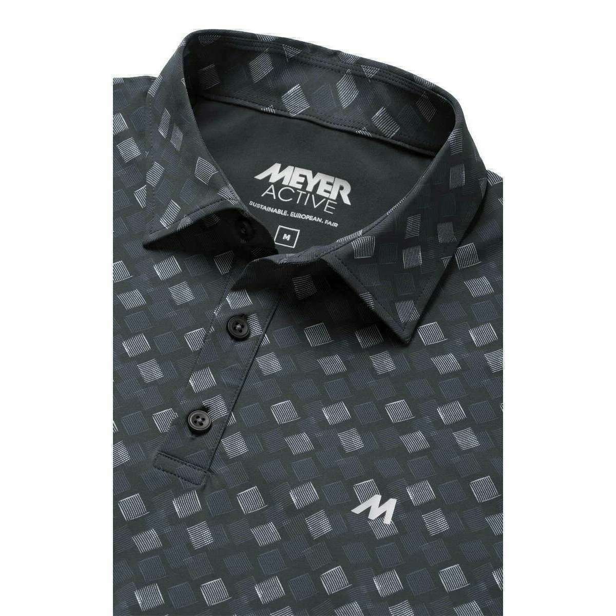 Meyer Phil Performance Print Polo - Charcoal Grey - Image 5