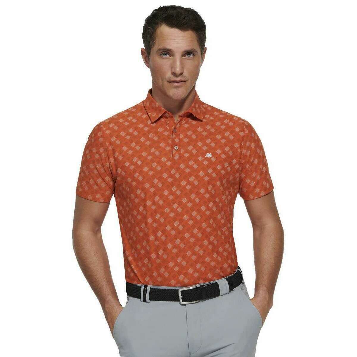Meyer Phil Performance Print Polo - Pumpkin Orange