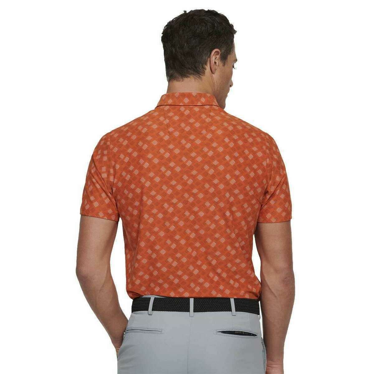 Meyer Phil Performance Print Polo - Pumpkin Orange - Image 2
