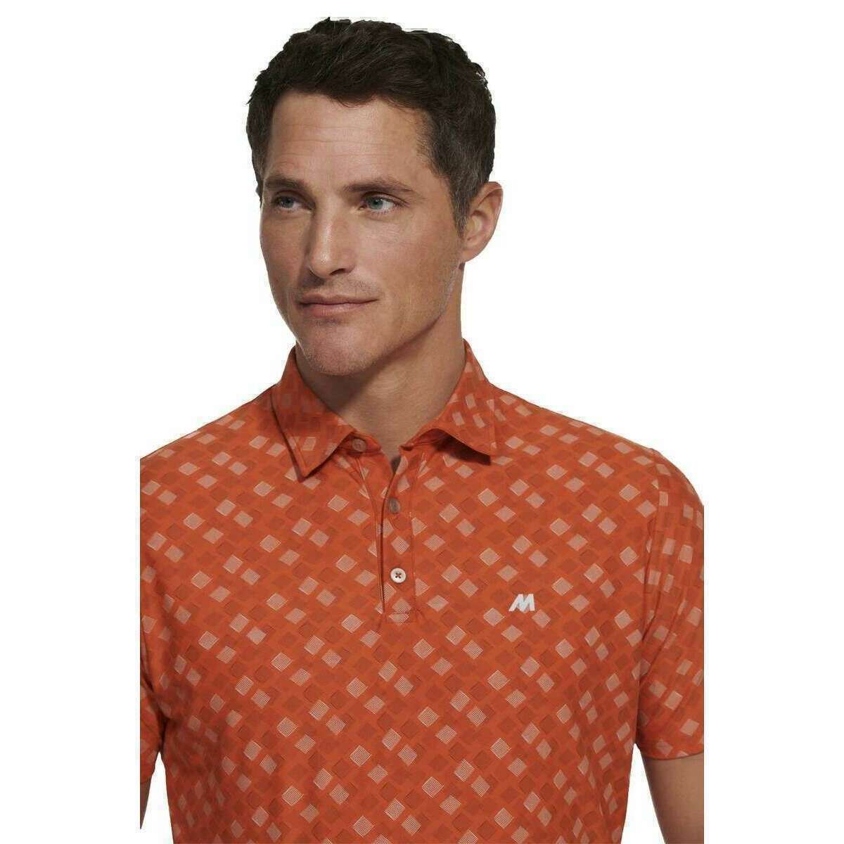 Meyer Phil Performance Print Polo - Pumpkin Orange - Image 4