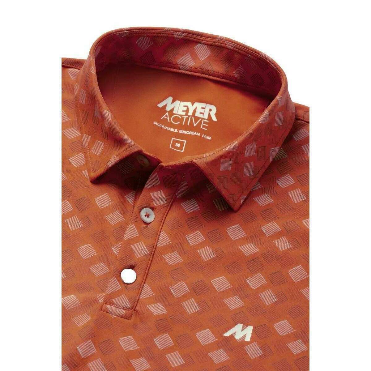 Meyer Phil Performance Print Polo - Pumpkin Orange - Image 5