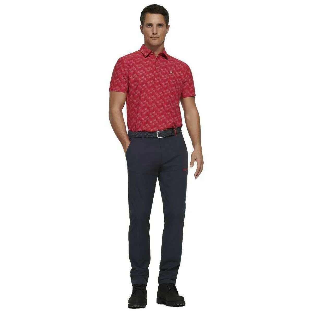 Meyer Phil Performance Print Polo - Red - Image 3