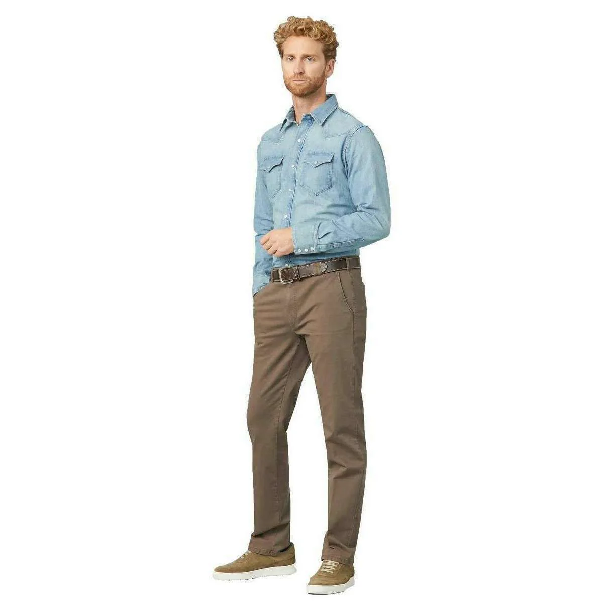 Meyer Roma Regular Chinos - Stone Brown - Image 6