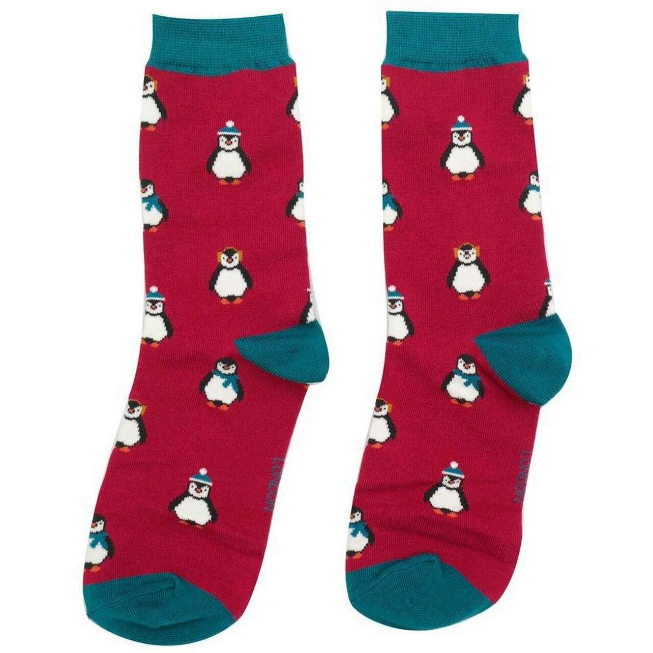 Miss Sparrow London 2 Pack Baby Penguins Sock Box - Red/Blue - Image 2