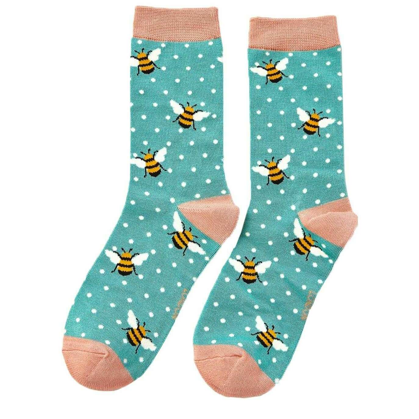 Miss Sparrow London 3 Pack Bumble Bee Sock Box - Green/Blue/Grey - Image 4