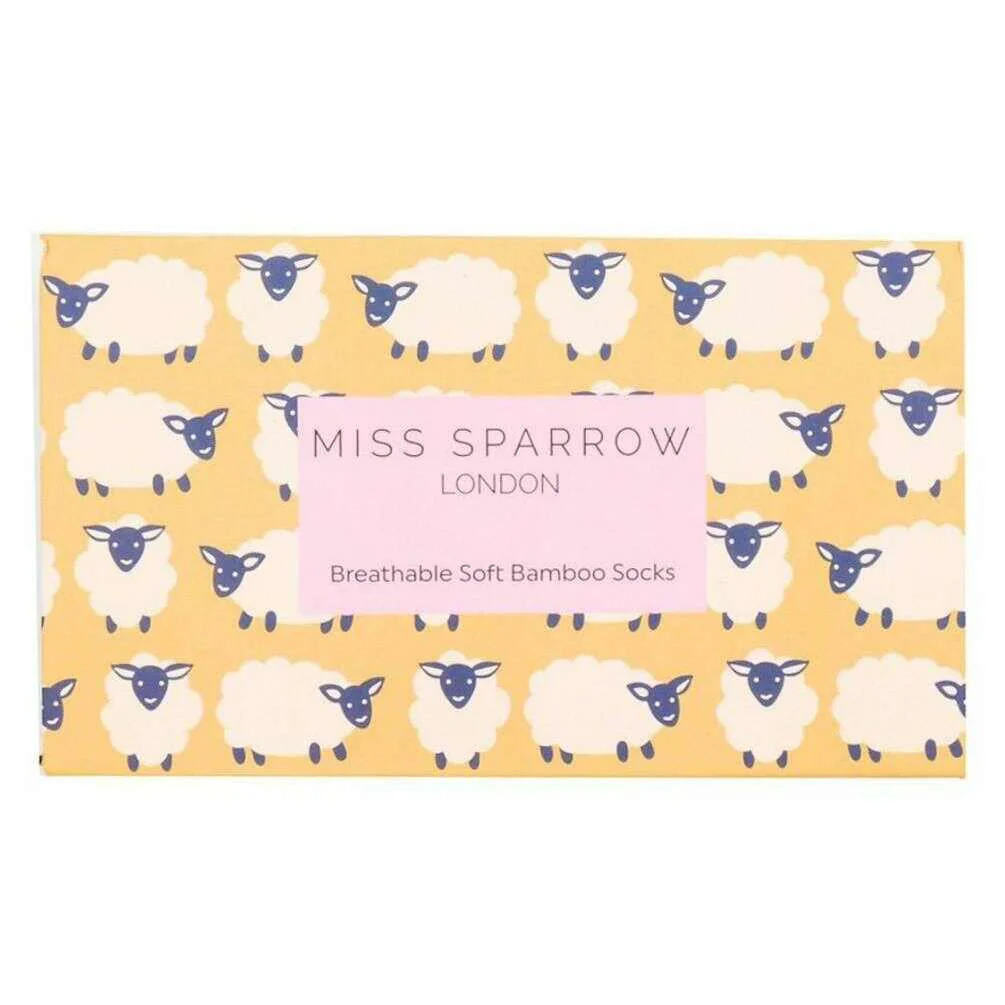 Miss Sparrow London 3 Pack Happy Sheep Sock Box - Yellow/Grey/Pink - Image 6