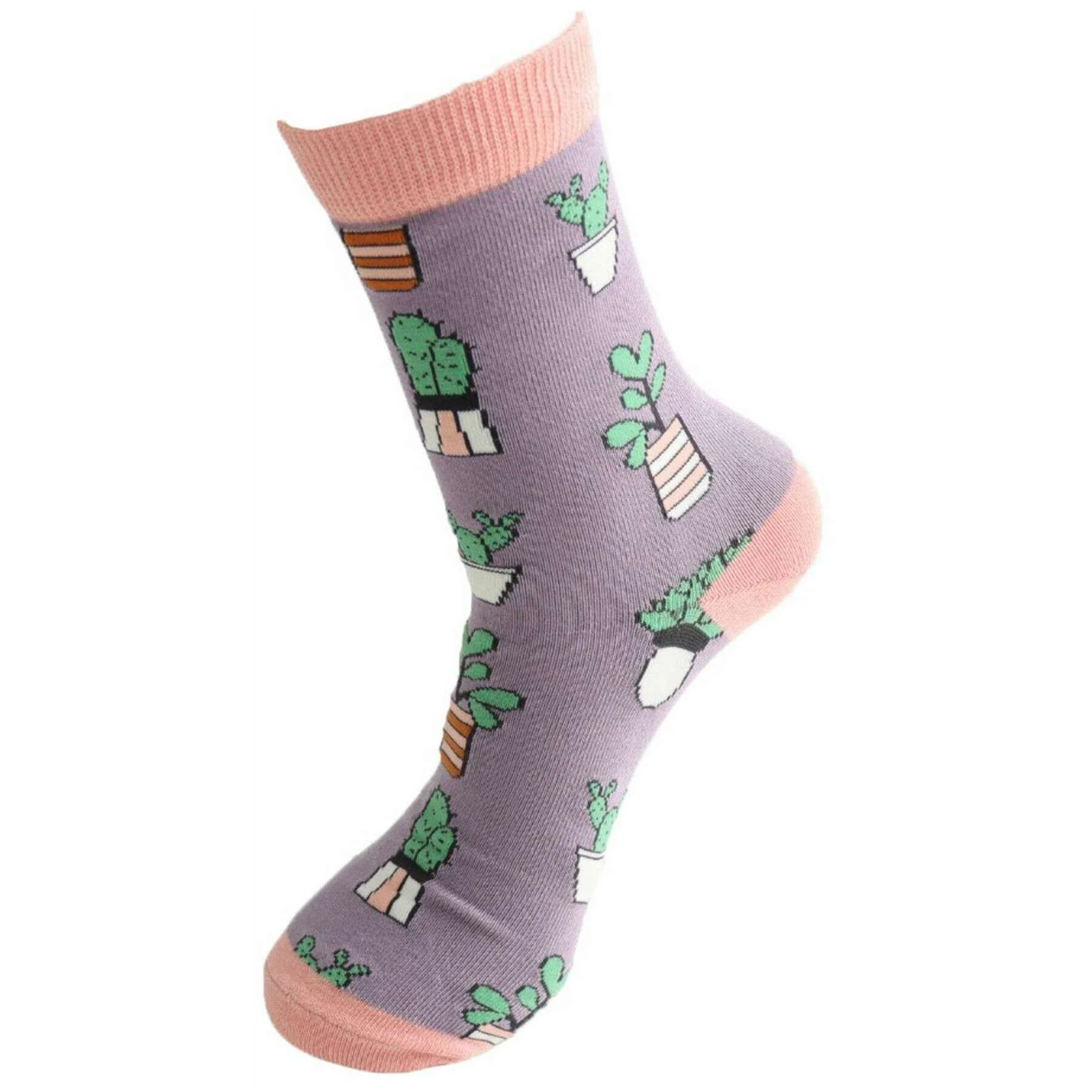 Miss Sparrow London Small Succulents Bamboo Socks - Lavender Purple - Image 2