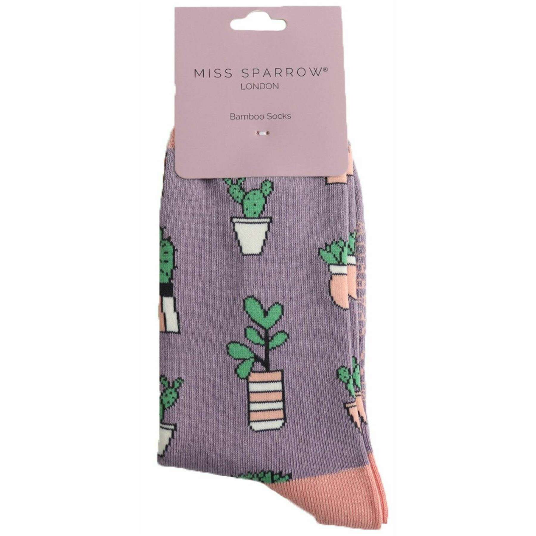 Miss Sparrow London Small Succulents Bamboo Socks - Lavender Purple - Image 3