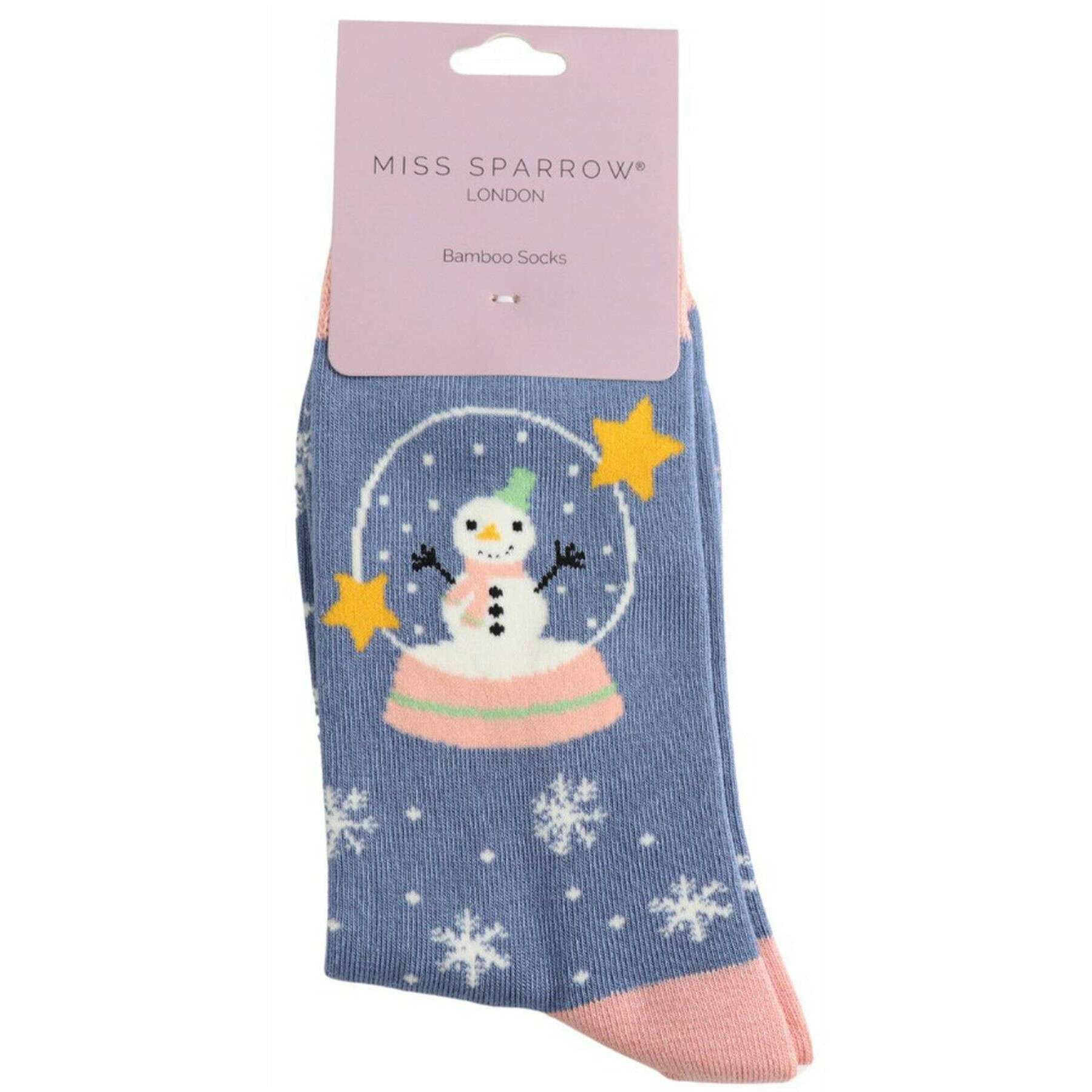 Miss Sparrow London Snow Globes Bamboo Socks - Denim Blue - Image 2
