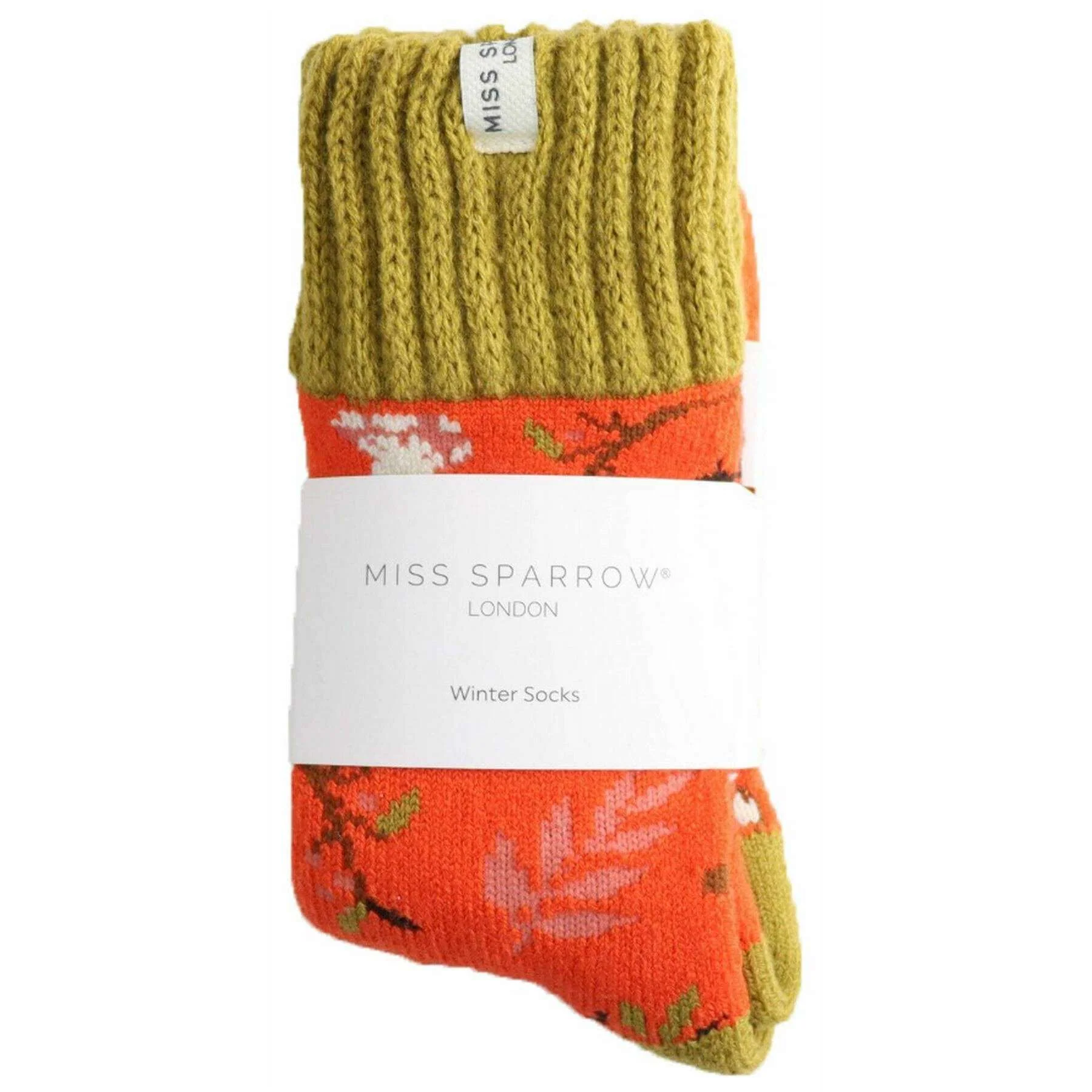 Miss Sparrow London Woodland Winter Socks - Burnt Orange - Image 3