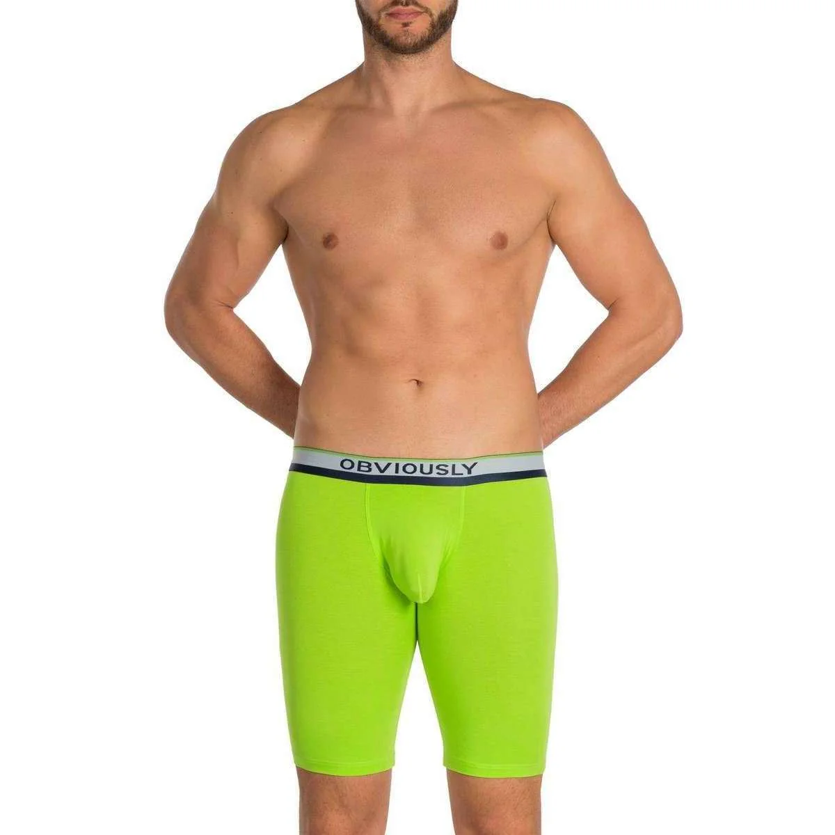 Obviously PrimeMan AnatoMAX Boxer Brief 9inch Leg - Lime Green - Image 4