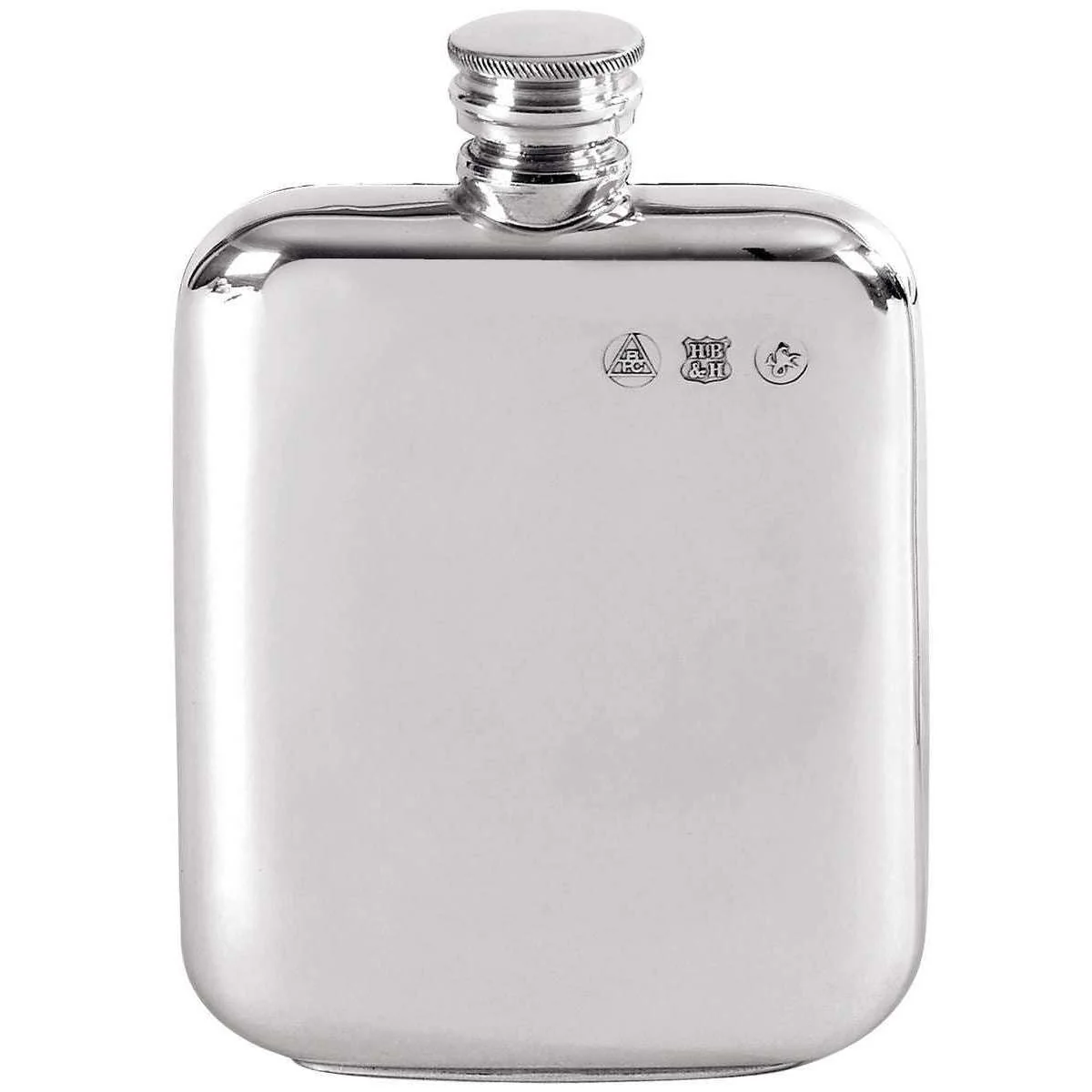 Orton West 4oz Pewter Screw Top Hip Flask - Silver