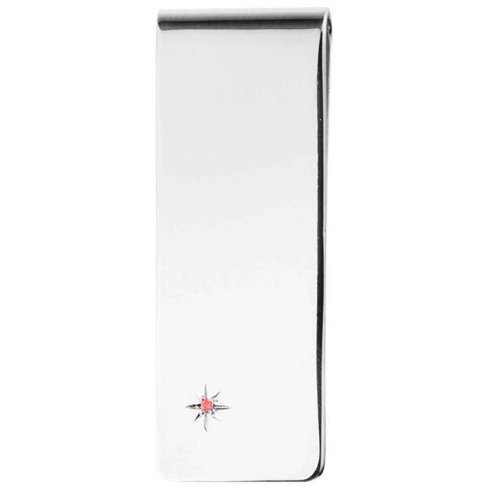 Orton West Ruby Detail Money Clip - Silver
