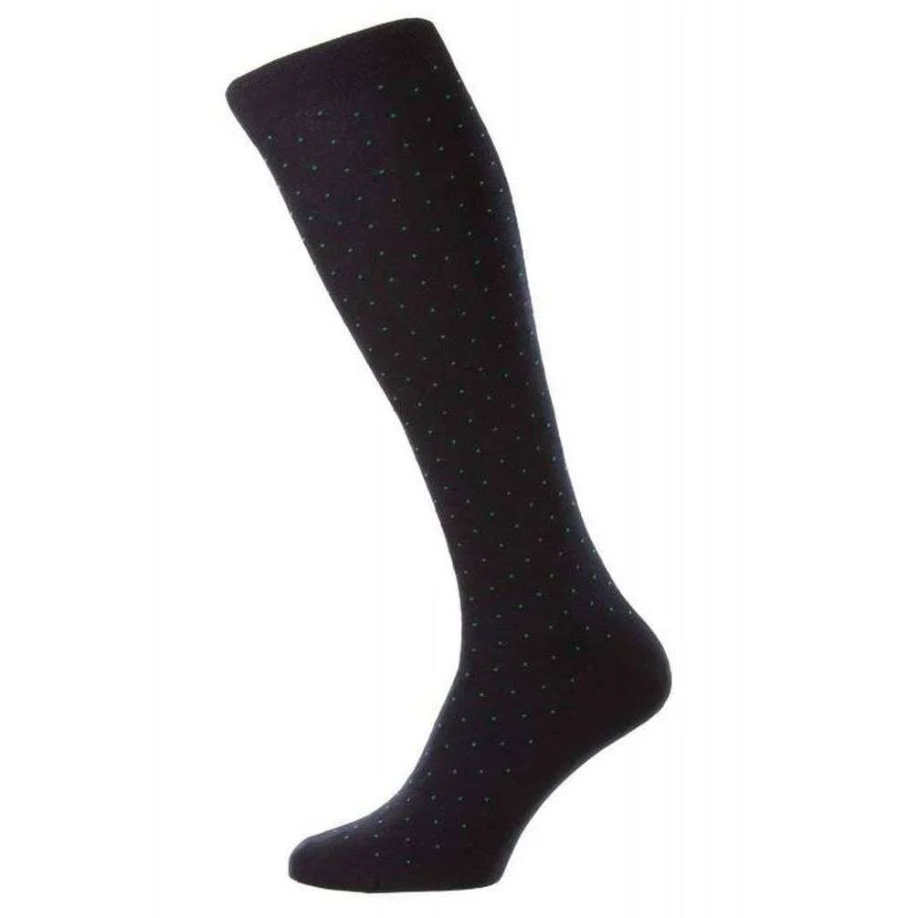 Pantherella Gadsbury Cotton Fil D'Ecosse Over the Calf Socks - Navy
