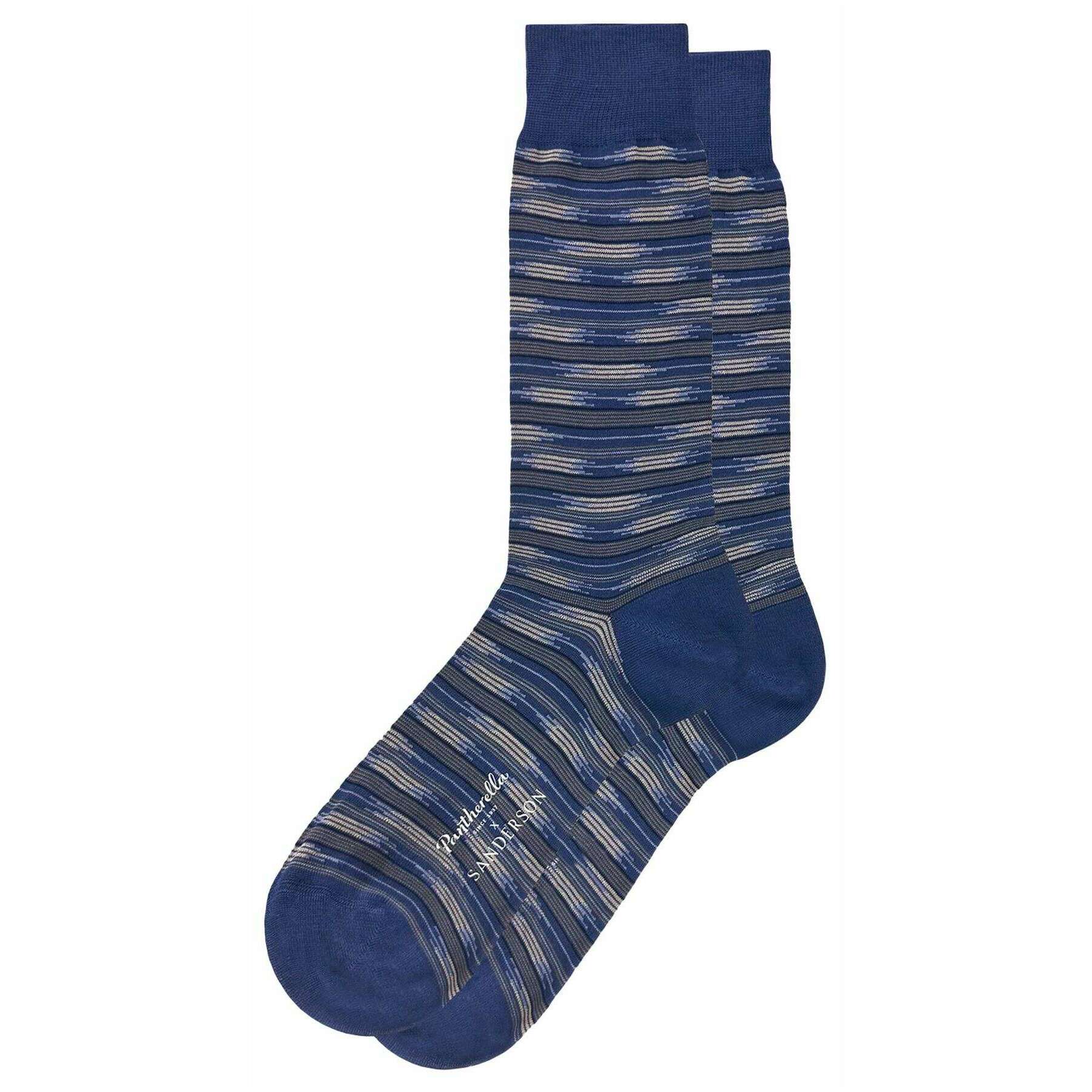 Pantherella Ishi Ikat Cotton Fil D'Ecosse Socks - Marine Blue
