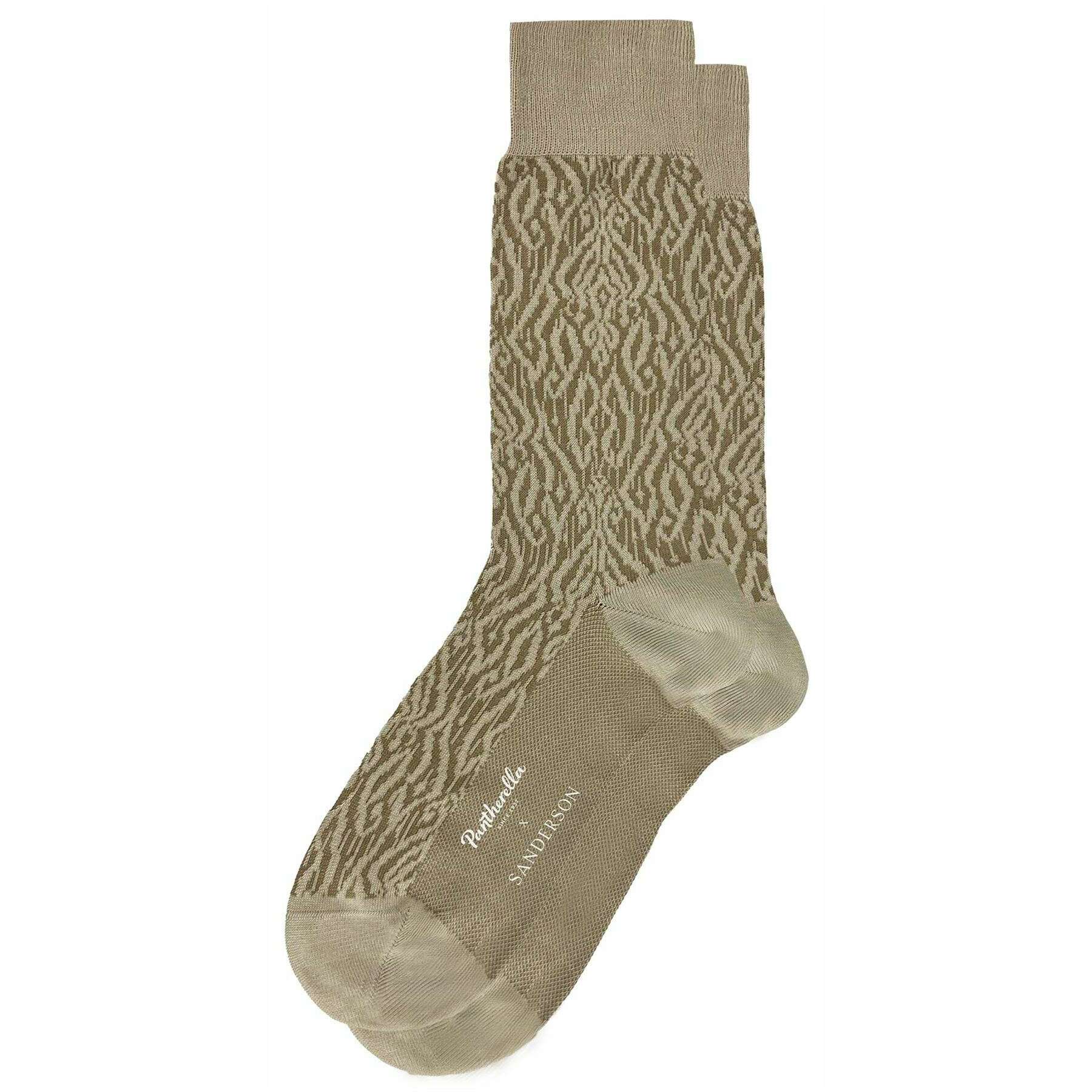 Pantherella Kasuri Jacquard Cotton Fil D'Ecosse Socks - Camel Brown