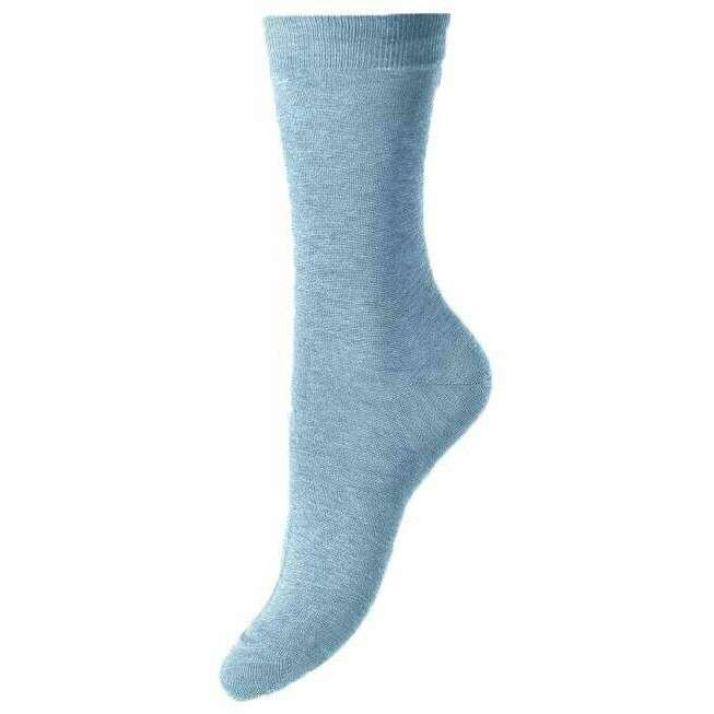 Pantherella Poppy Flat Knit Cotton Lisle Socks - Hazy Blue