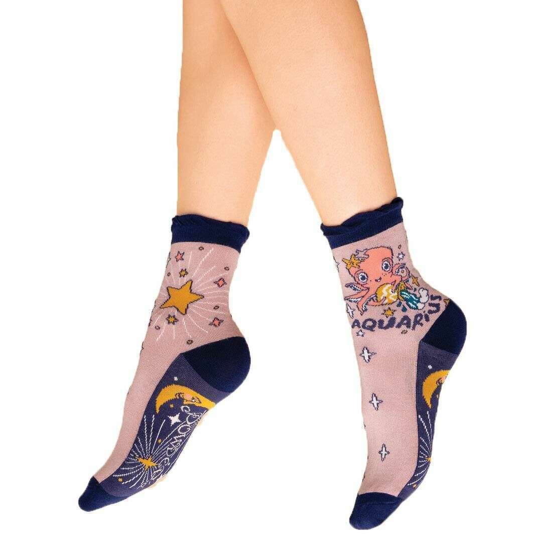 Powder Aquarius Ankle Socks - Stone Beige/Blue - Image 2