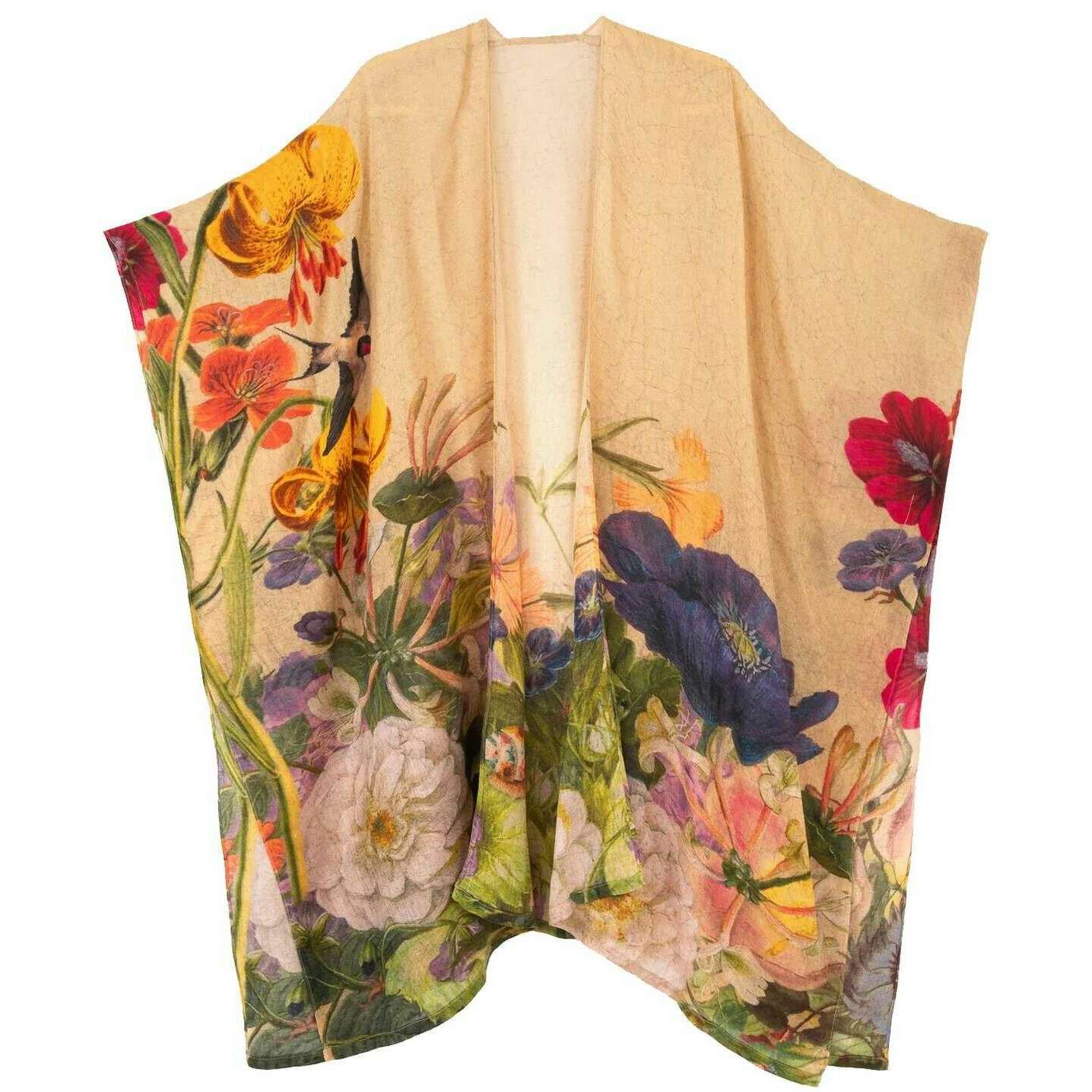 Powder Autumn Posy Wool Wraparound - Cream