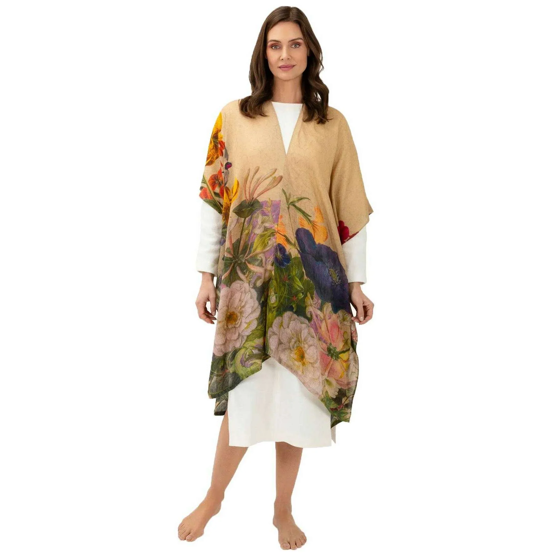 Powder Autumn Posy Wool Wraparound - Cream - Image 2
