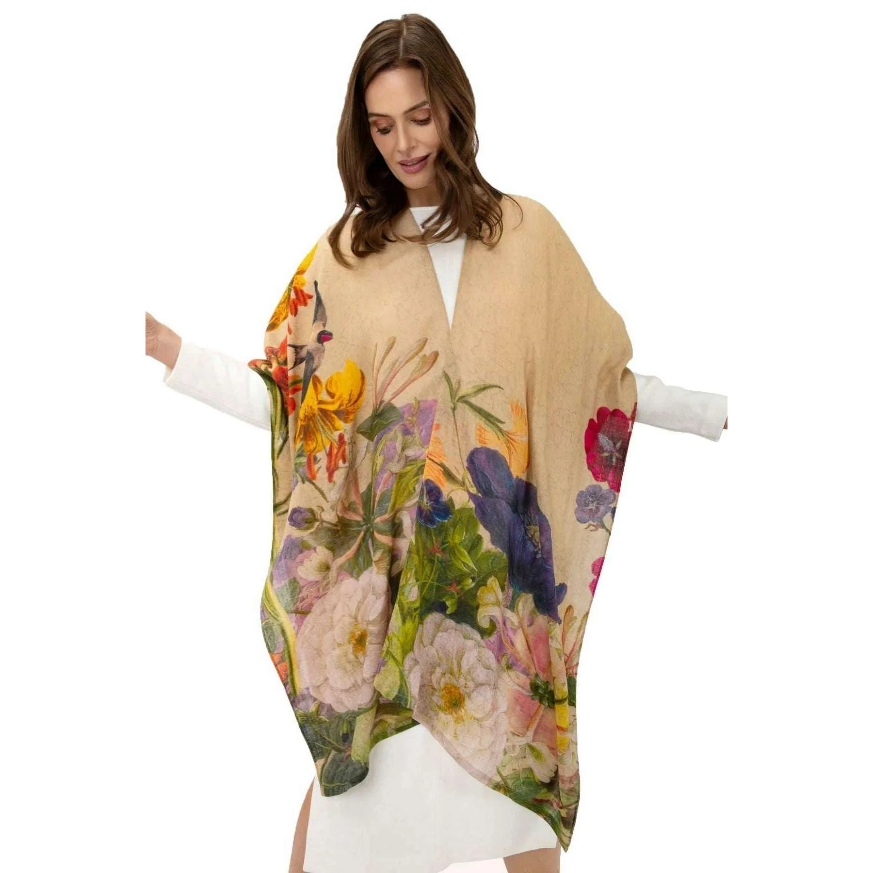 Powder Autumn Posy Wool Wraparound - Cream - Image 3