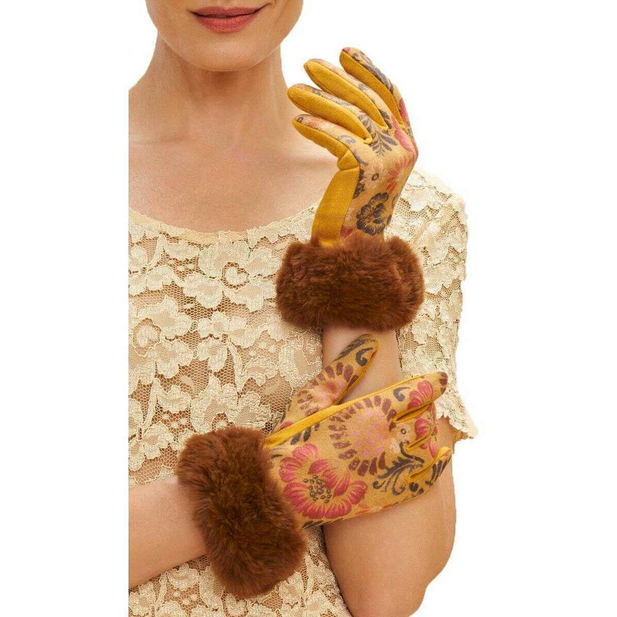Powder Bernadette Floral Gloves - Mustard Yellow - Image 2