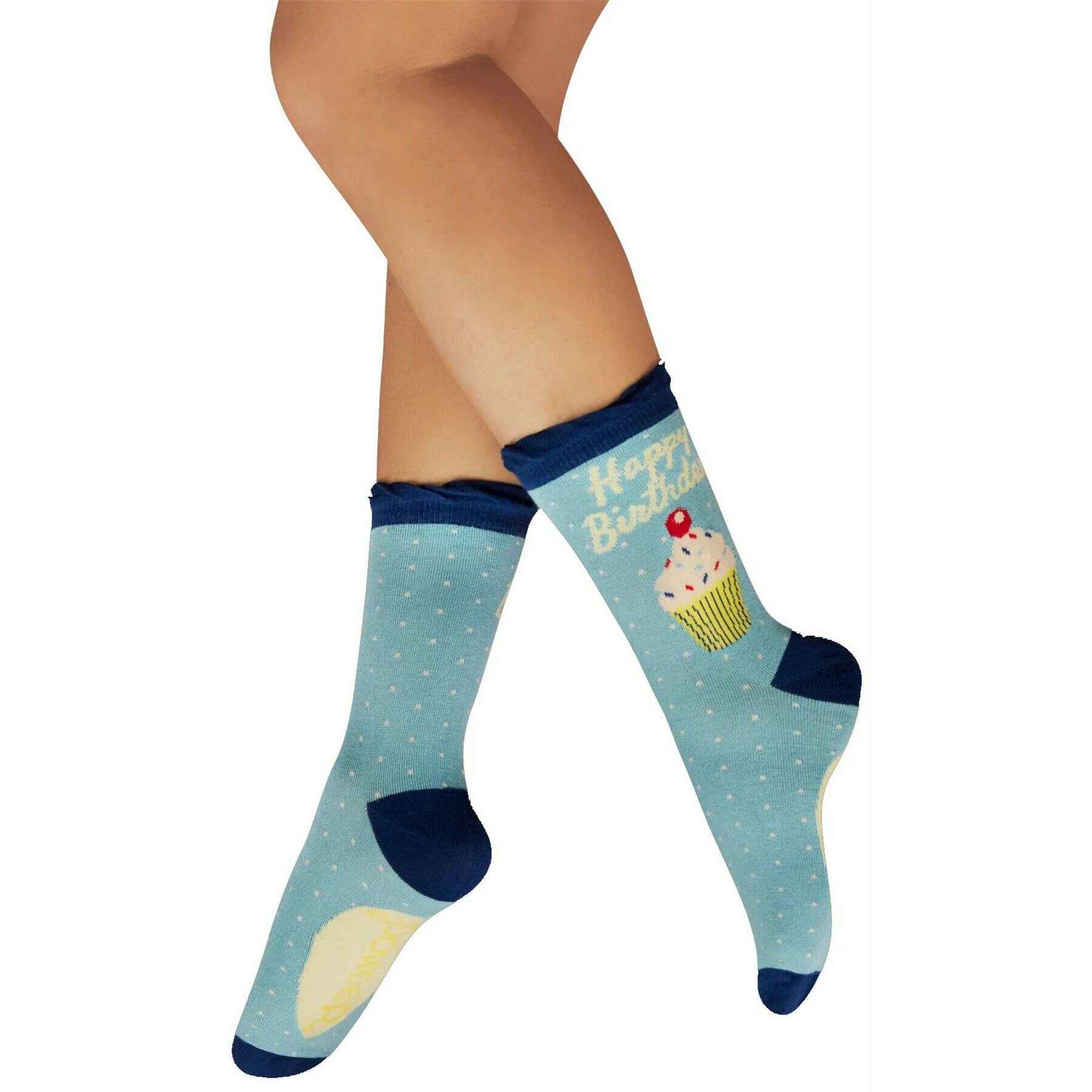 Powder Birthday Treat Ankle Socks - Blue/Beige/Yellow
