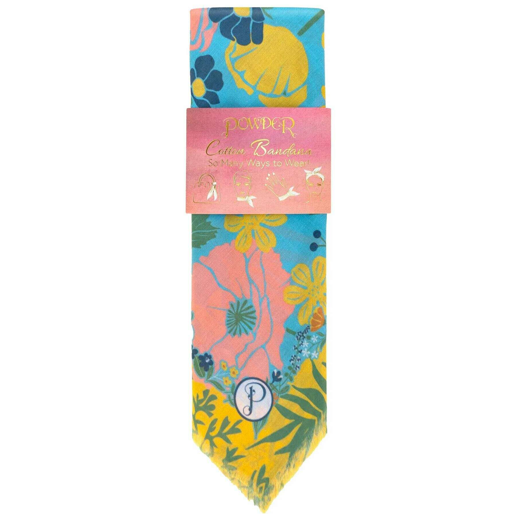 Powder Blue Blooms Bandana - Yellow/Blue/Pink - Image 2