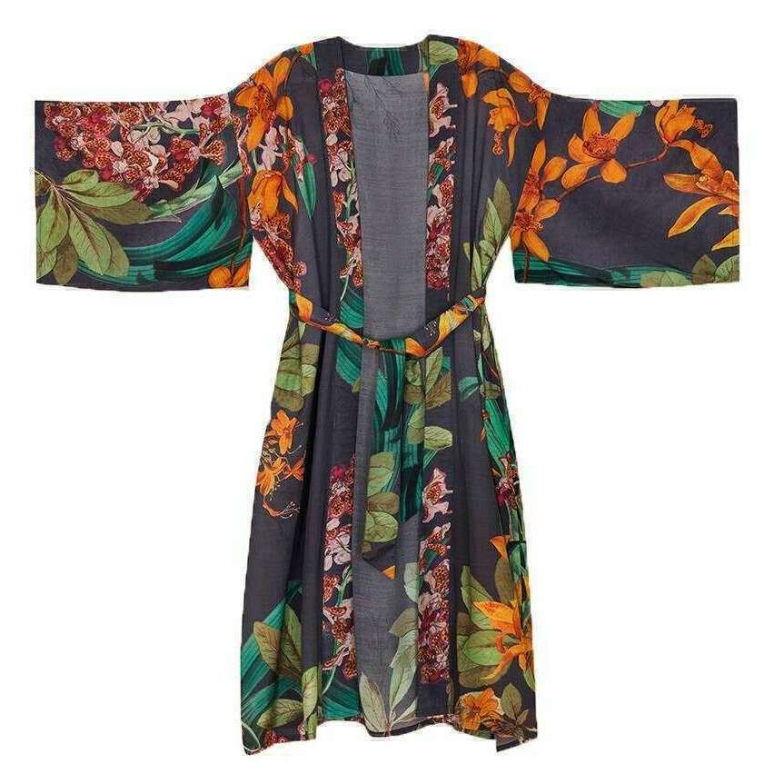 Powder Botany Bliss Kimono Gown - Charcoal Grey - Image 3