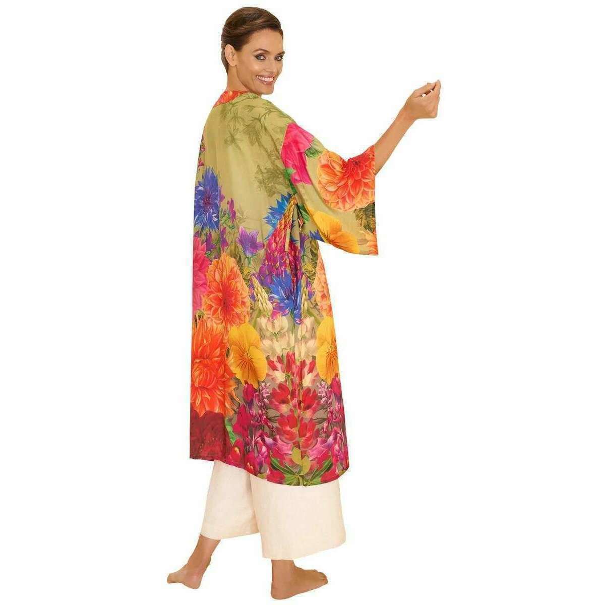 Powder Bountiful Blooms Kimono Gown - Green/Pink/Orange - Image 3