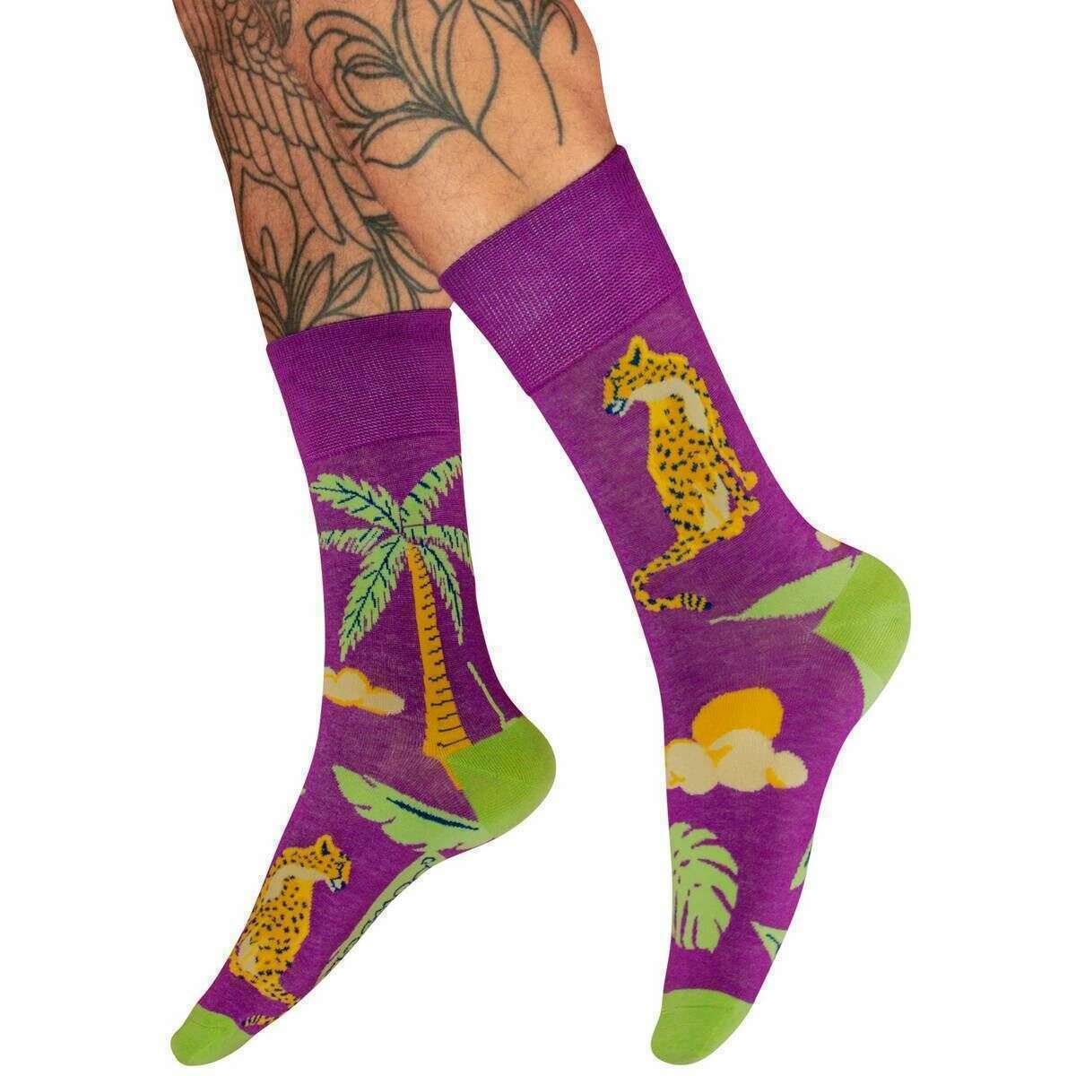 Powder Chilled Cheetah Socks - Lavender Purple