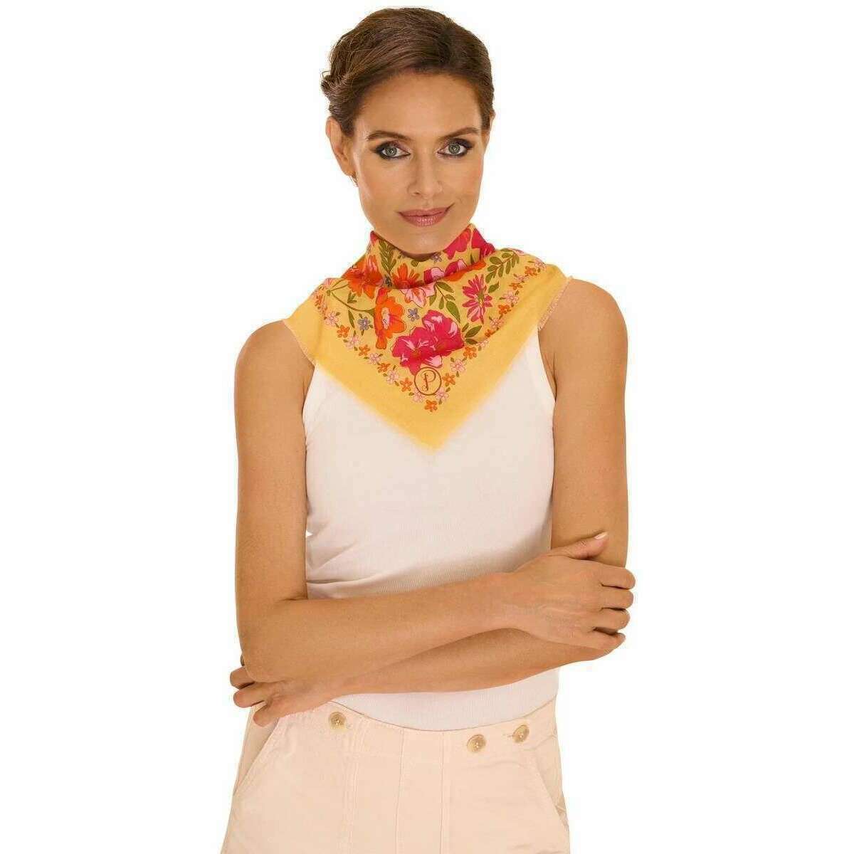 Powder Cotton Sketched Florals Bandana - Mustard Yellow - Image 2