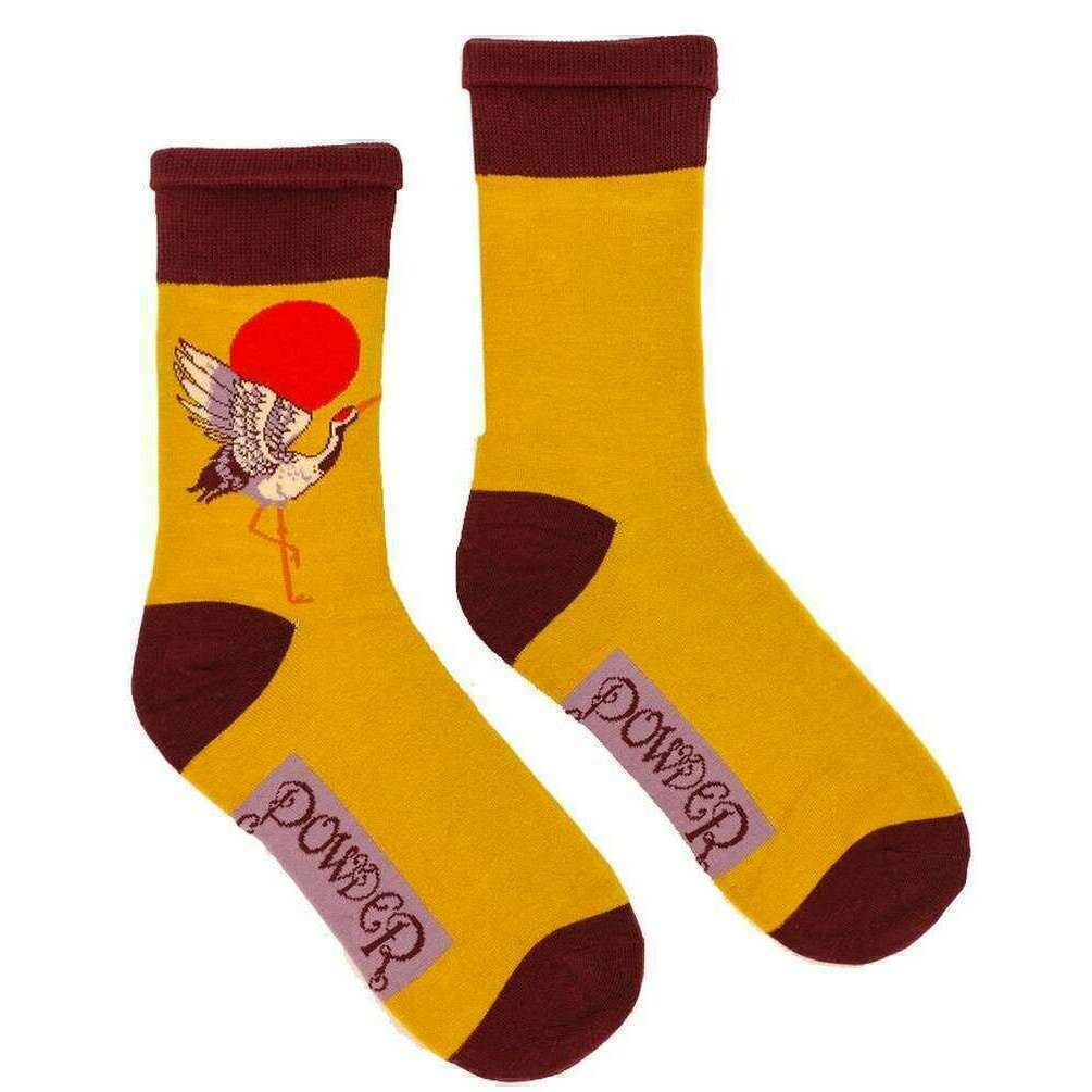 Powder Crane at Sunrise Socks - Mustard Yellow - Image 2