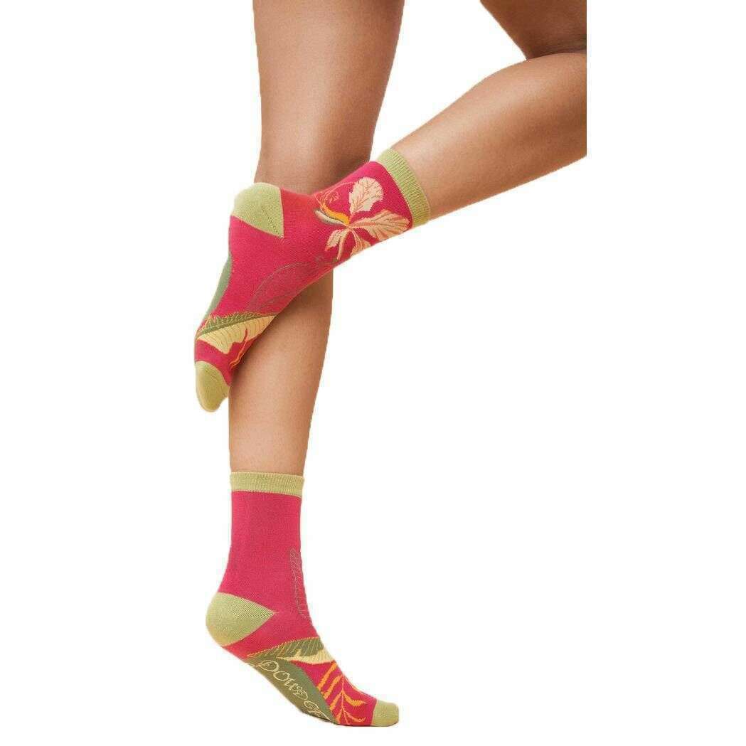 Powder Delicate Tropical Ankle Socks - Dark Rose Pink - Image 5