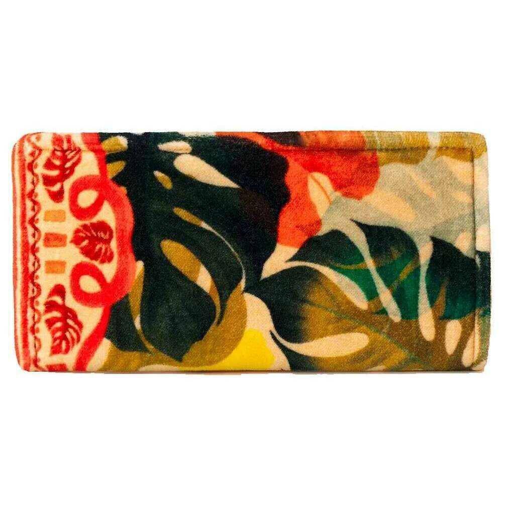 Powder Exotic Leaves Velvet Sunglasses Pouch - Beige/Red/Green - Image 2